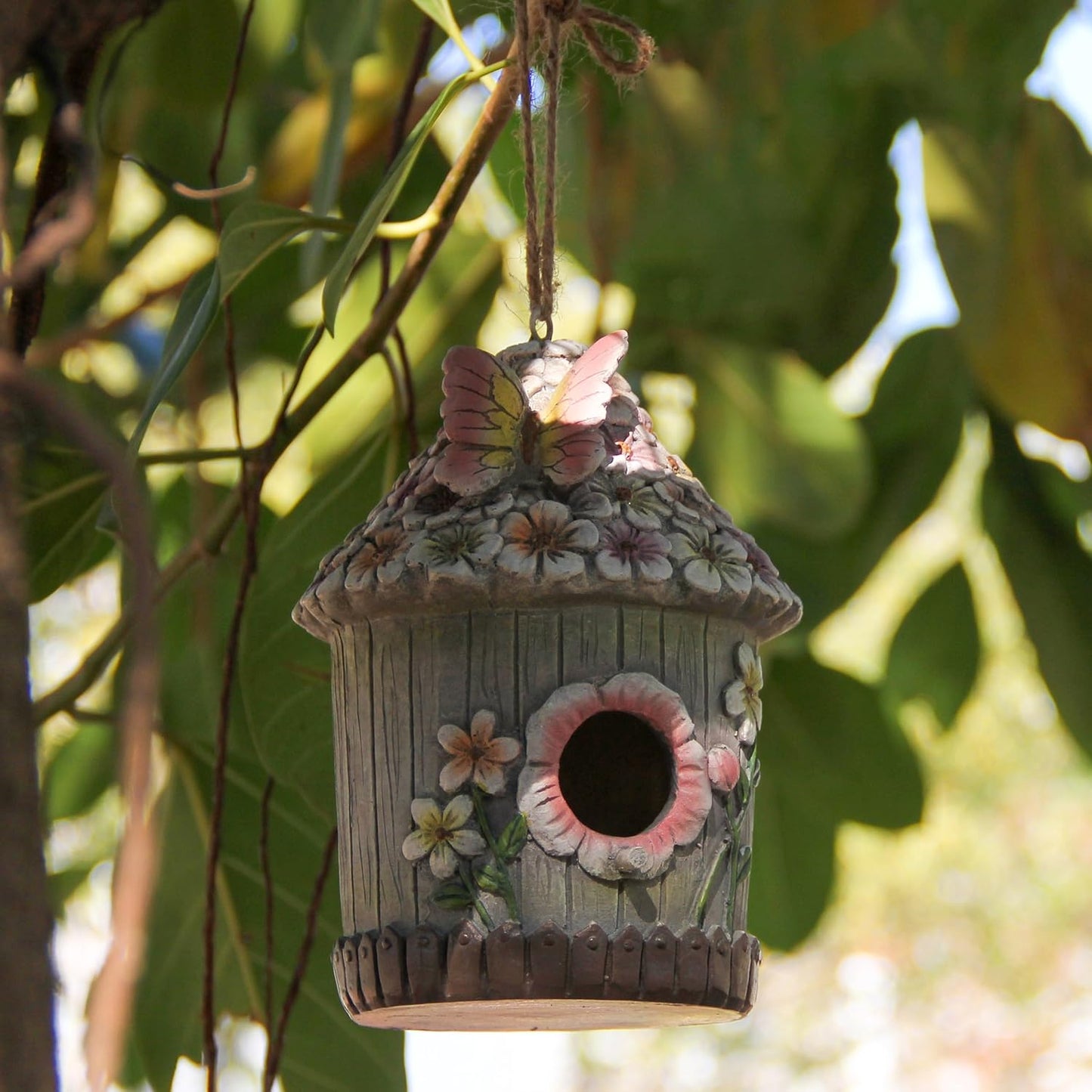Hanging Bird House for Outdoor with Solar Light, Nesting Box Garden Re