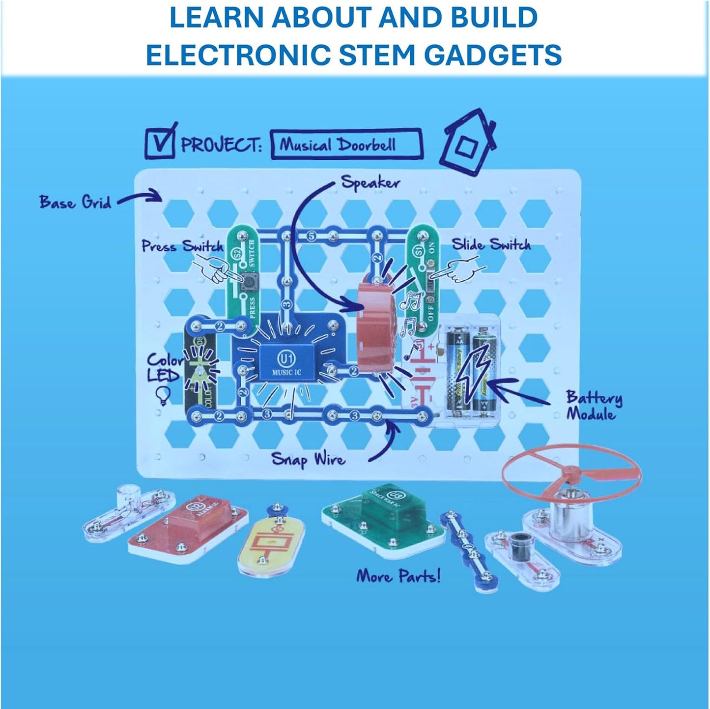 Snap Circuits Jr. SC-100 Electronics Exploration Kit, Over 100 Project