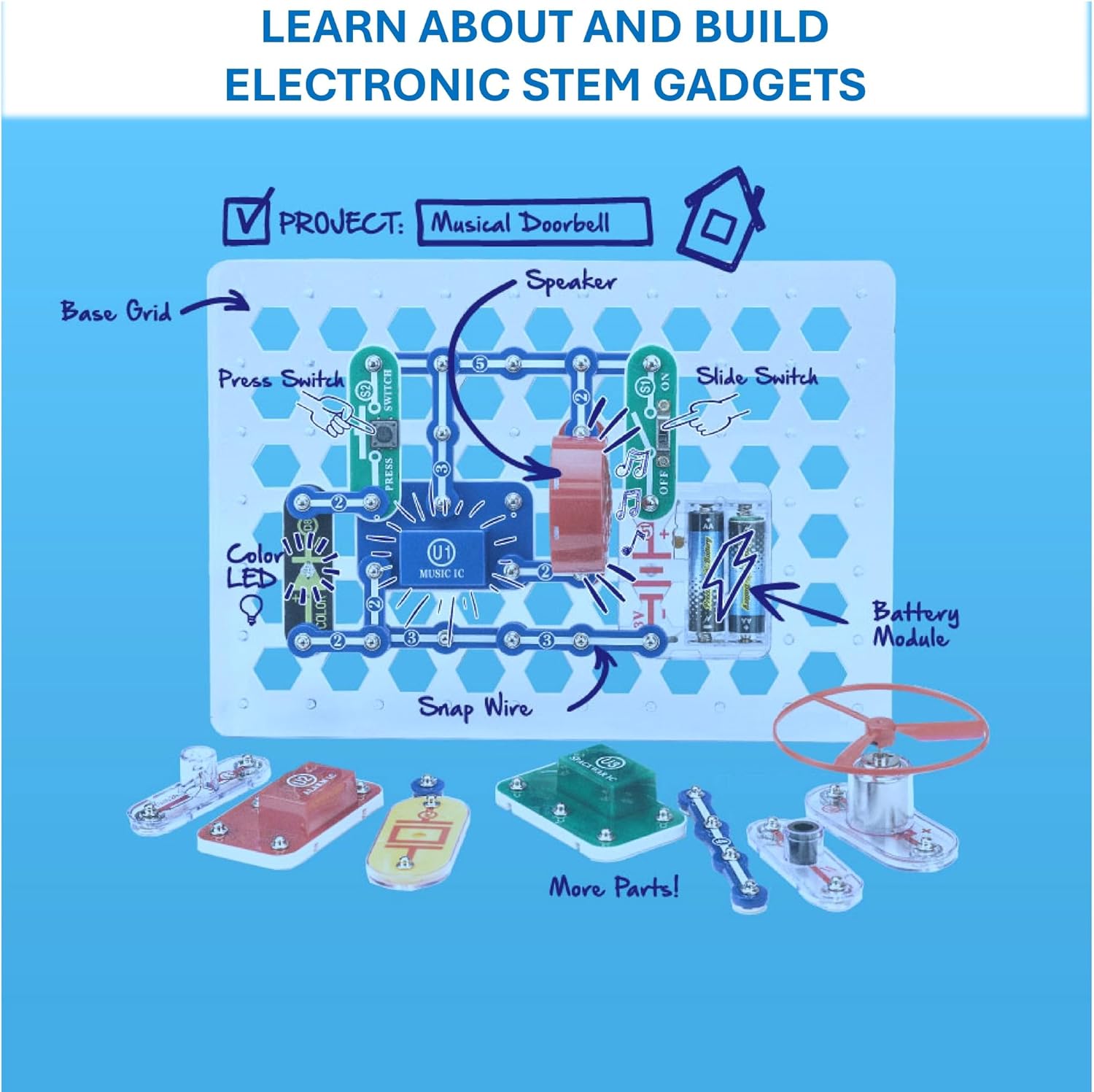 Snap Circuits Jr. SC-100 Electronics Exploration Kit, Over 100 Project