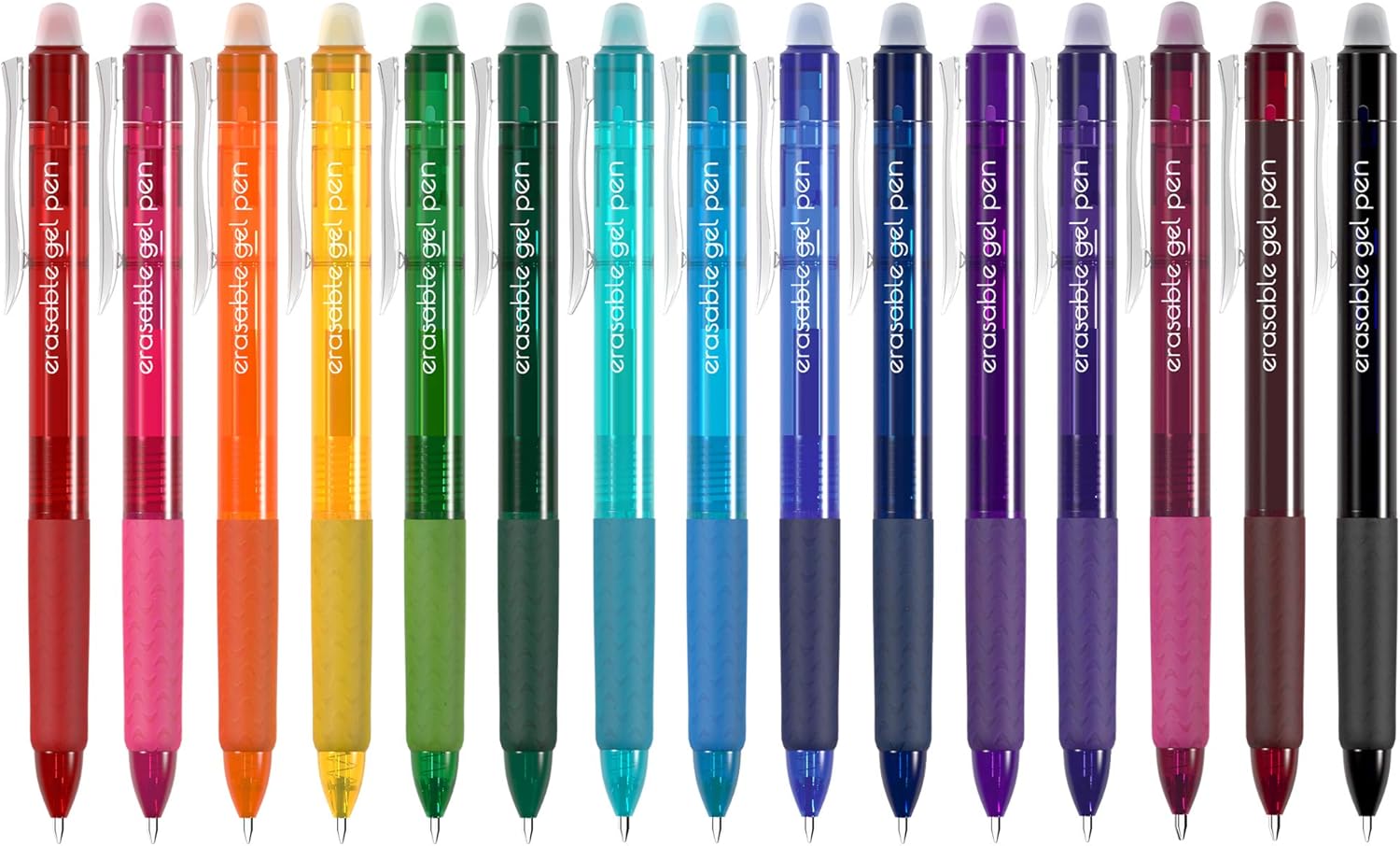 Vanstek 15 Colors Retractable Erasable Gel Pens Clicker, Fine Point(0.