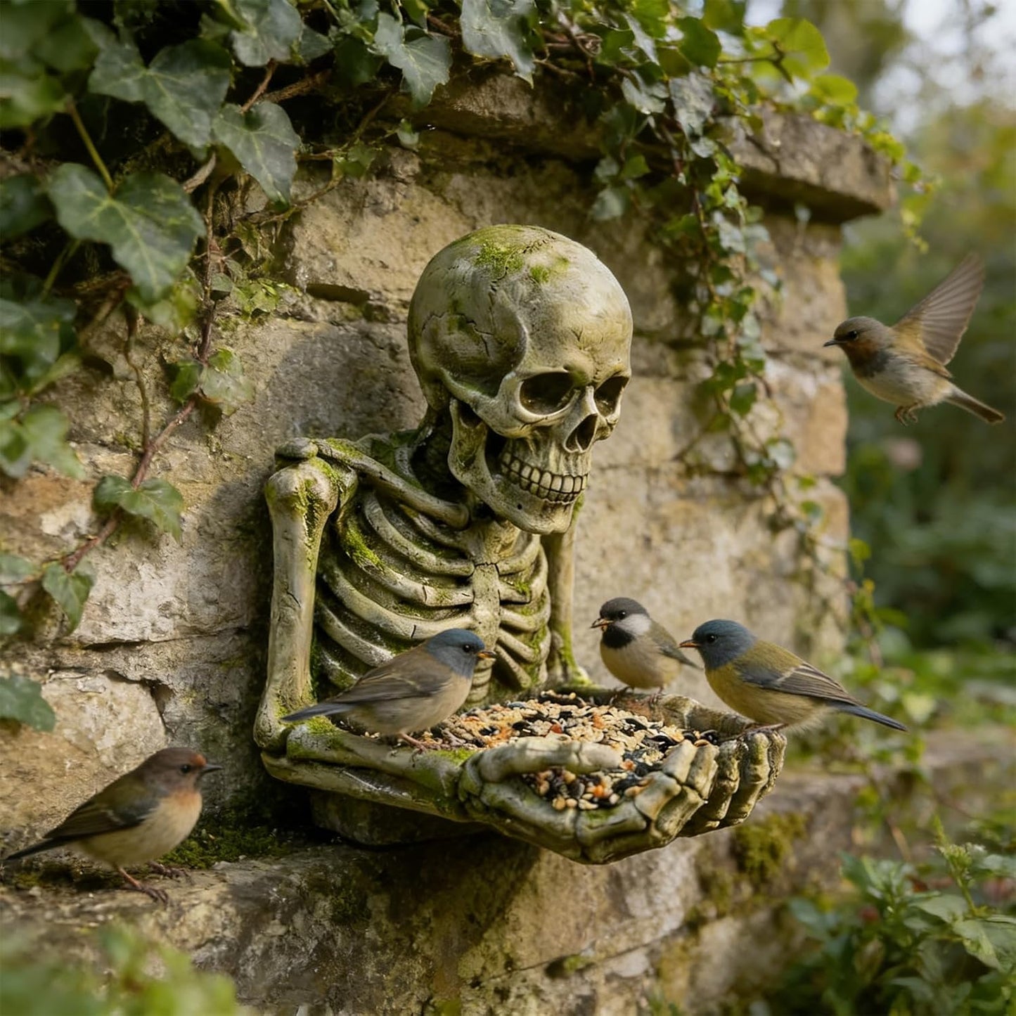 Handcrafted Skeleton Pattern Bird Feeder from Permanent Resin for Year Round Use Garden Bird Feeder