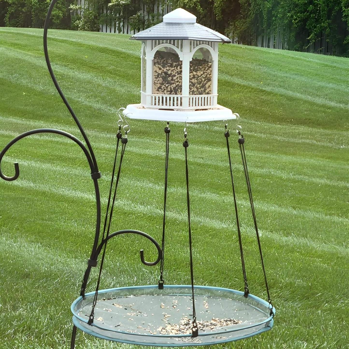 2 Pack Hanging Bird Feeder Tray – Platform Bird Feeder with Glass Fiber Mesh for Outdoors, Bird Feeders for Outdoors Hanging, Easy to Hang & Clean for Garden Yard