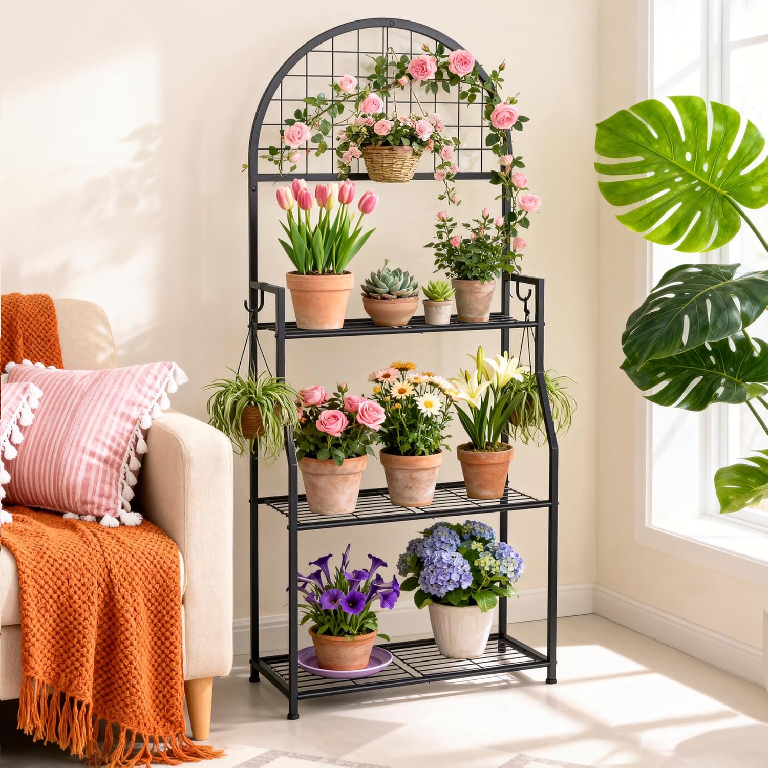 3 Tier Plant Stand Indoor Outdoor, Metal Plant Display Stand Plants Sh
