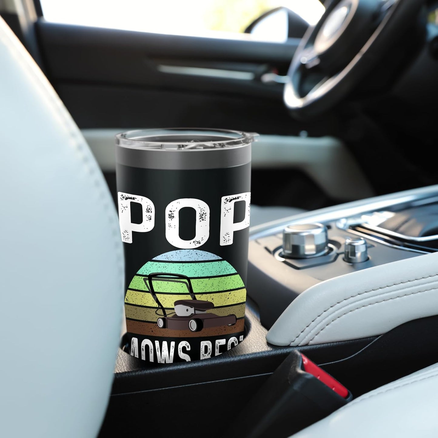 Funny Pop Mows Best Lawn Care Grass Mowing Lawn Mower Dad Stainless Steel Insulated Tumbler