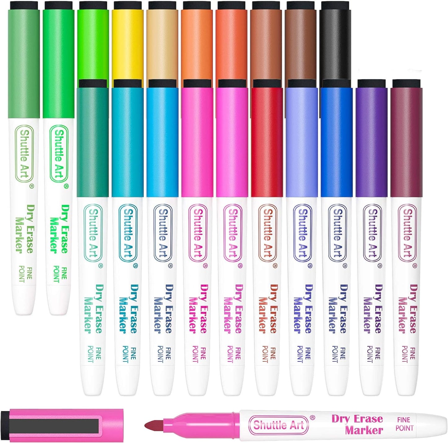 Shuttle Art Magnetic Whiteboard Markers, 20 Pieces Fine Tip and Eraser