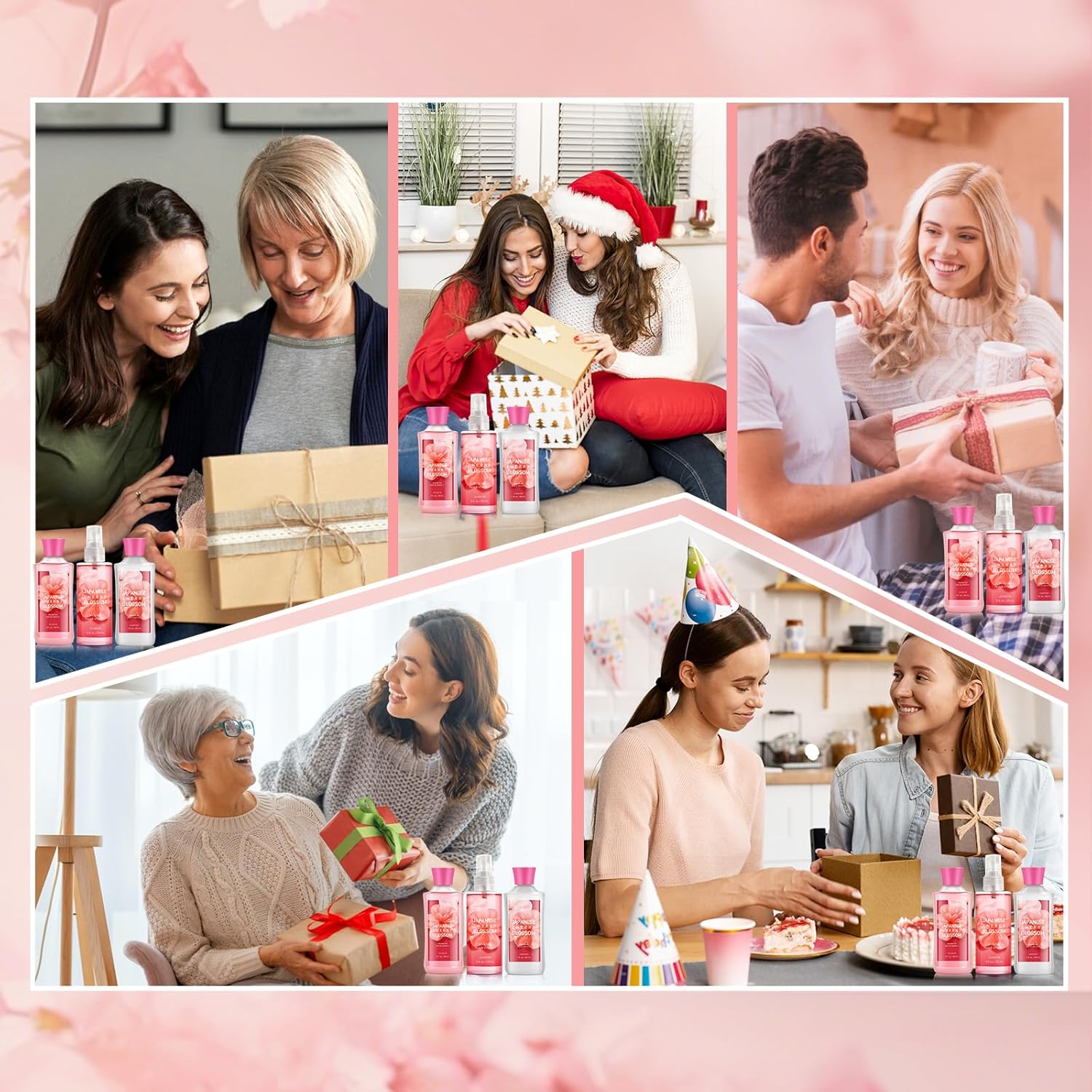 Bath Gift for Women and Girls, Japanese Cherry Blossom Spa Set With Na