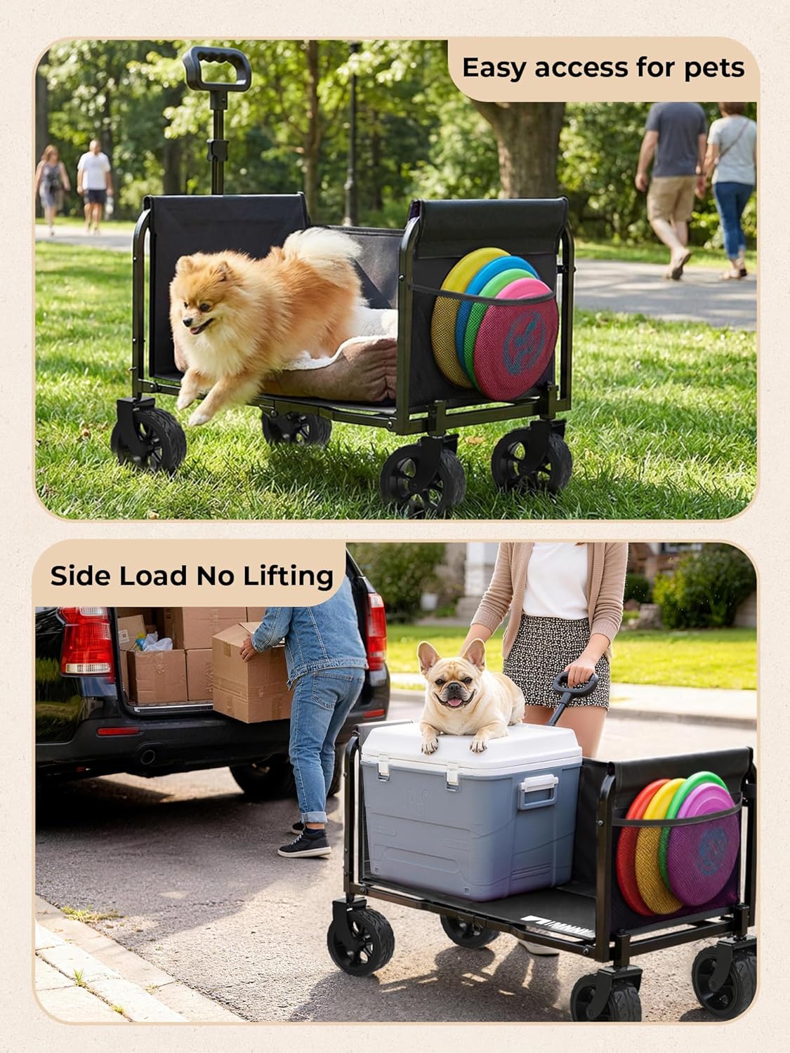 Wagon Cart with Wide Wheels (Black)