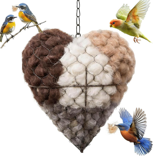 Handmade Alpaca Fiber Heart-Shaped Bird Nesting Material Holder | Wint