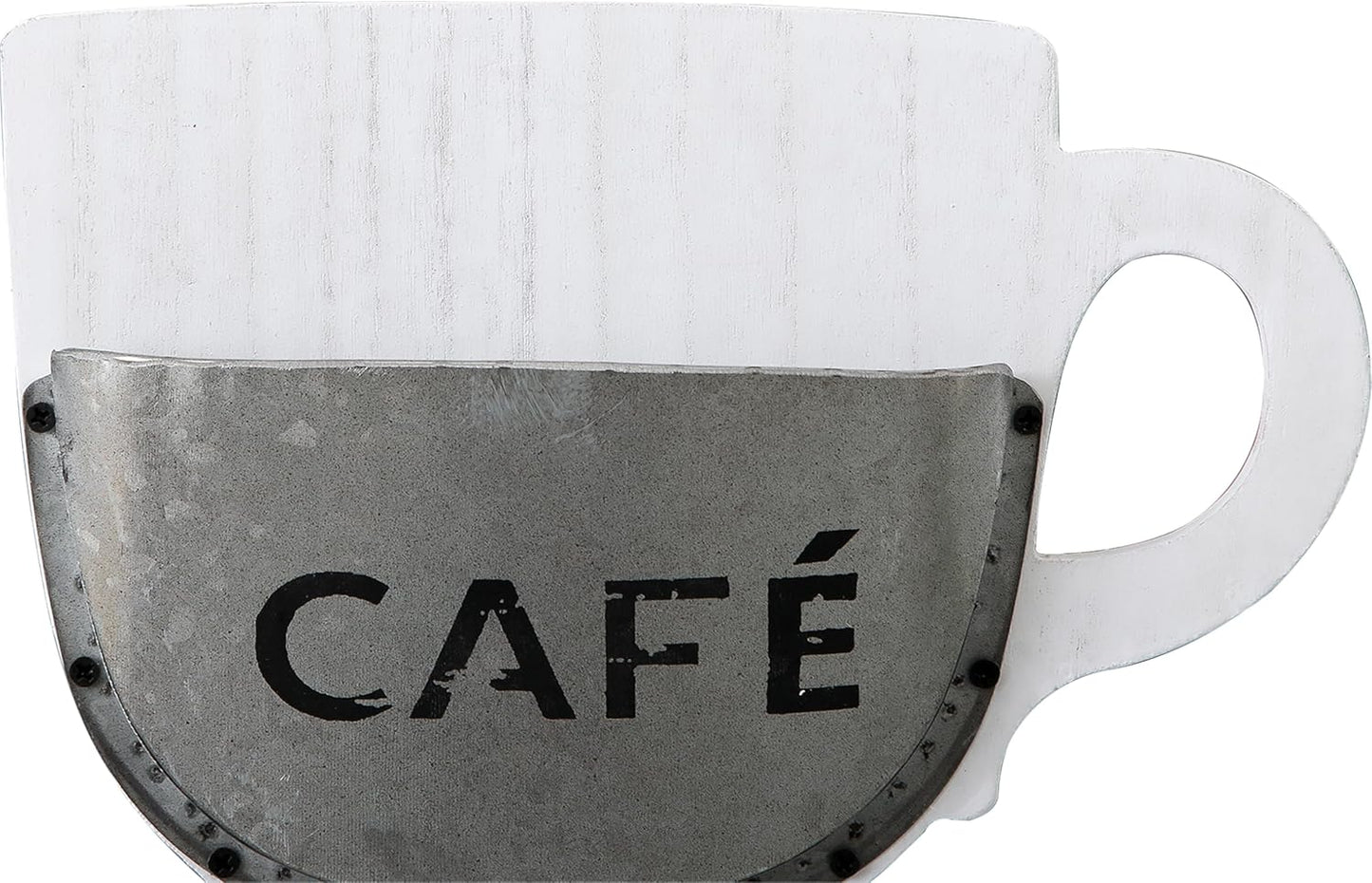 SOFE Industrial Farmhouse Wall Mounted Flower Vase, White Wood Frame with Coffee Cup Planter, Rustic Kitchen Wall Art, 9.8" X 2.2" X 7.5"