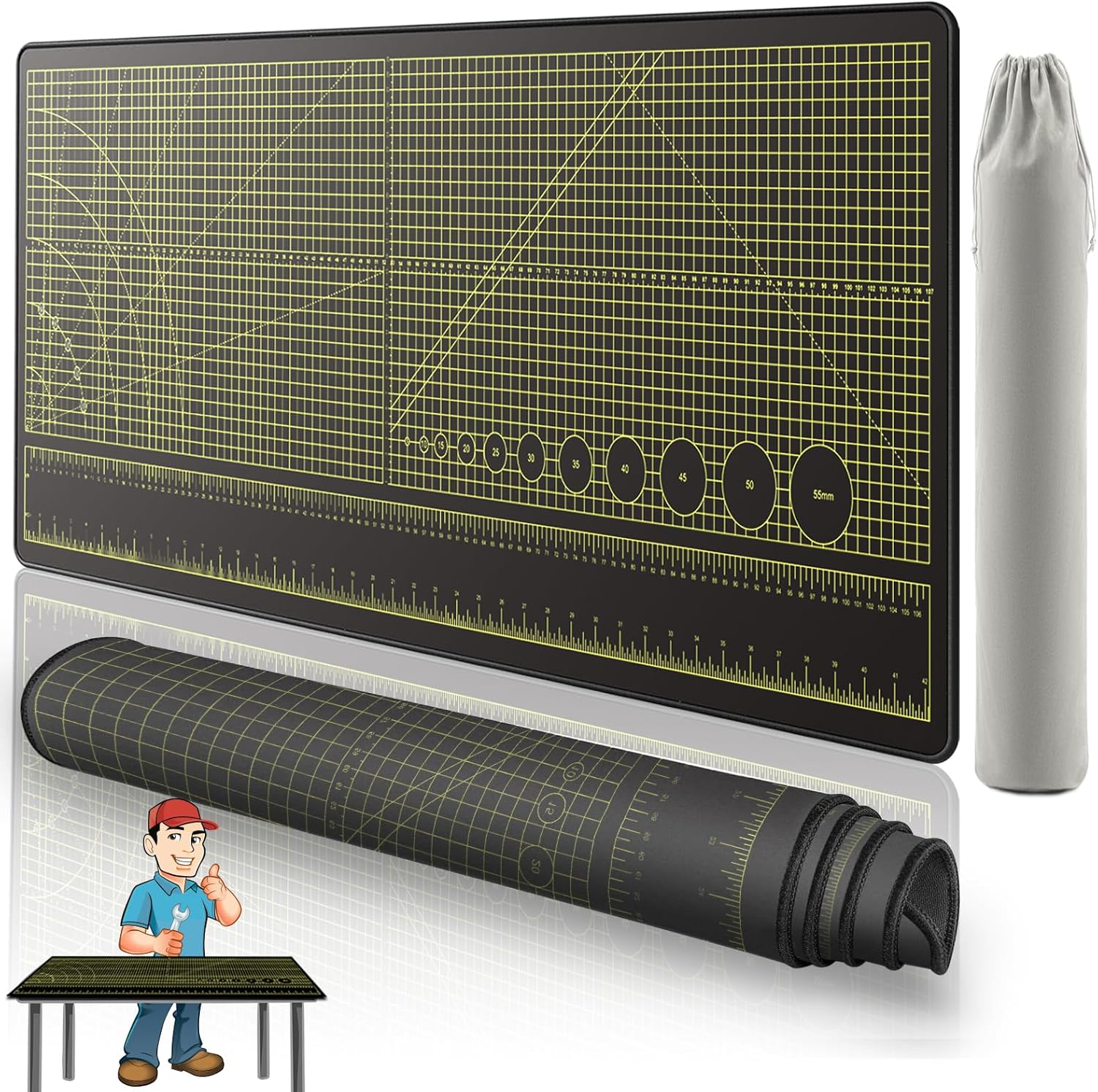 ‌2F22E Premium Portable Workbench Mat 43.31"x15.75" Inch - Non-Slip Du
