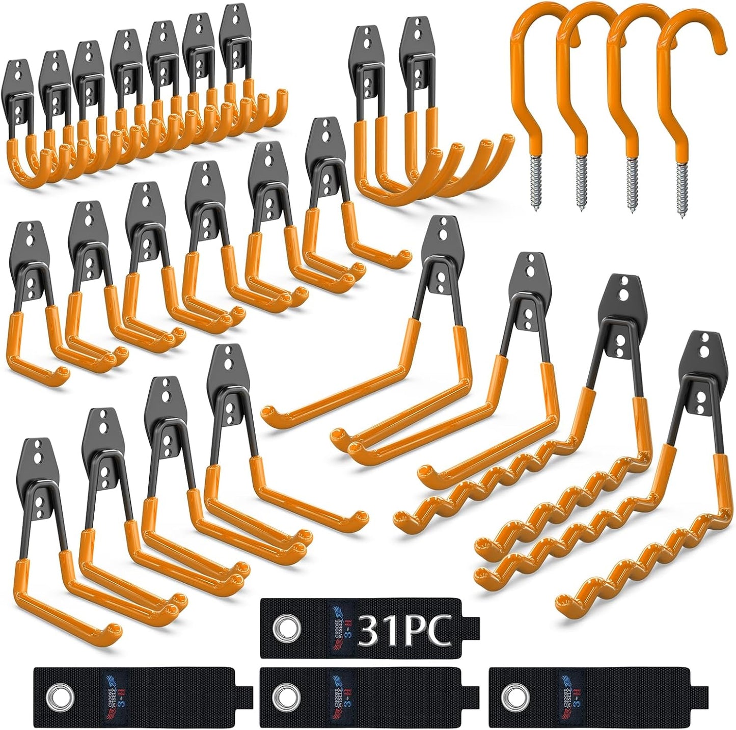 3-H Garage Wall Hooks 31 Pack, Garage Hooks Heavy Duty with Extra Weld