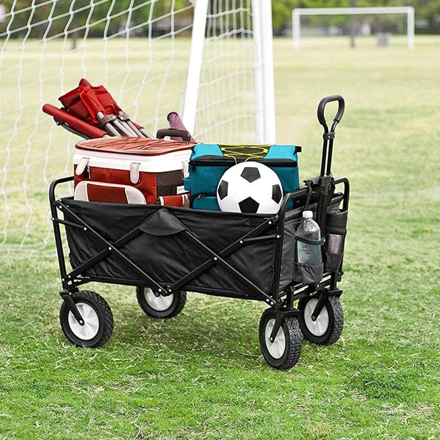 Collapsible Folding Wagon for Outdoor Use - Utility Garden Cart with A