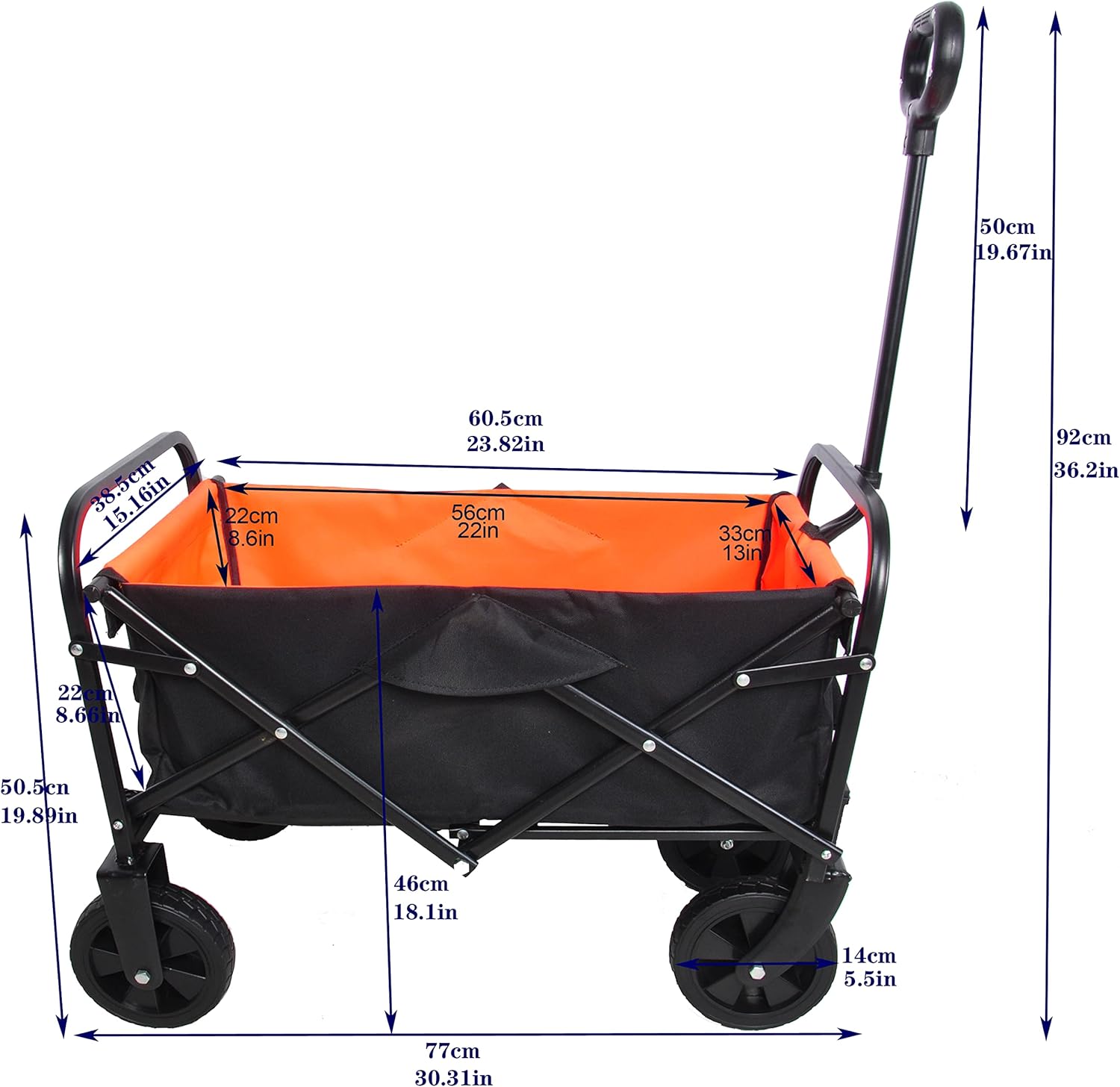 Foldable Wagon 150 Lbs Capacity Outdoor Camping Beach Cart Steel Frame
