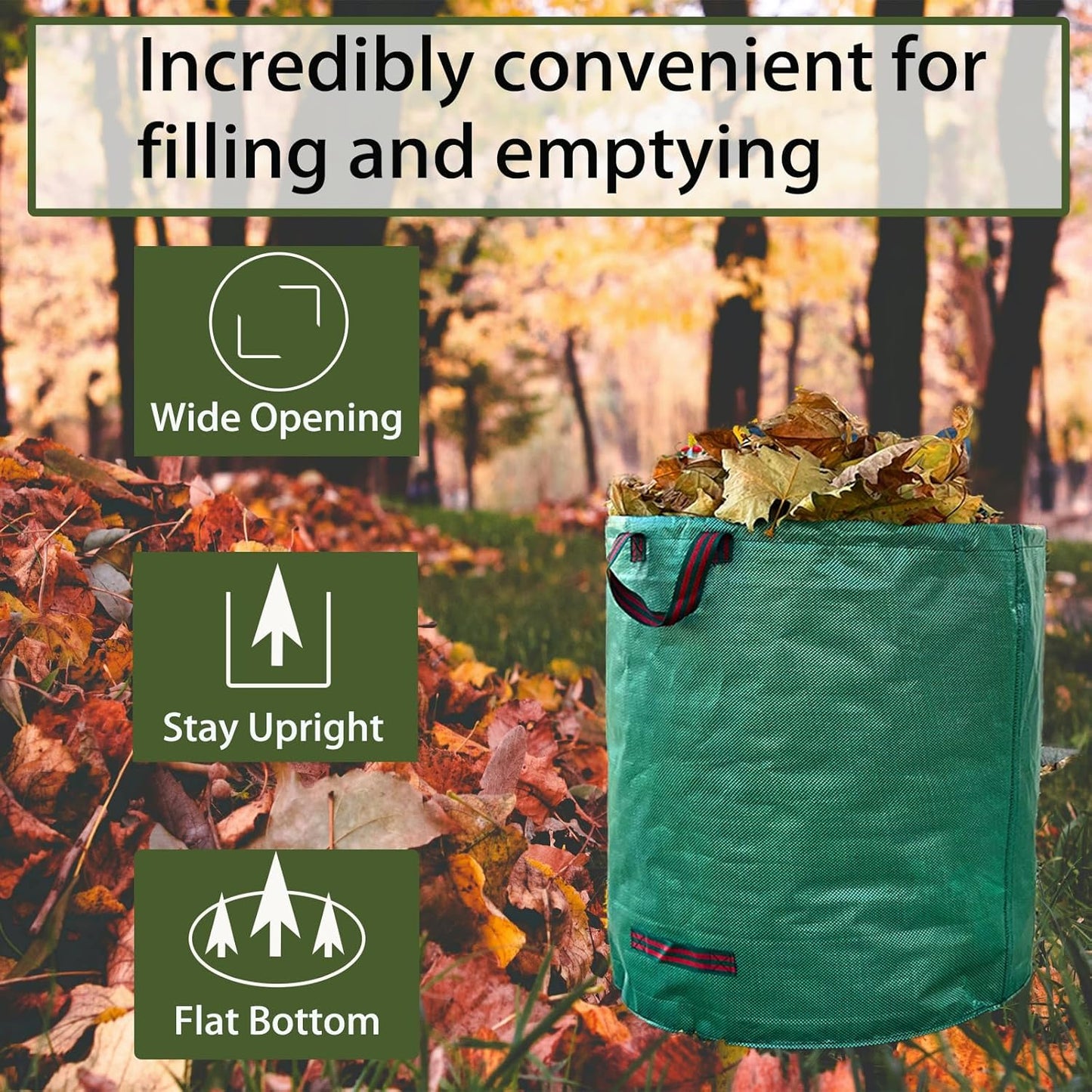 Professional 72 Gallon Heavy Duty Reusable Lawn & Leaf Bags - 26" x 30" Extra Large Gardening Trash Bags for Yard Waste, Pool, Patio, and Garden Debris - Durable Leaf Collection Bags