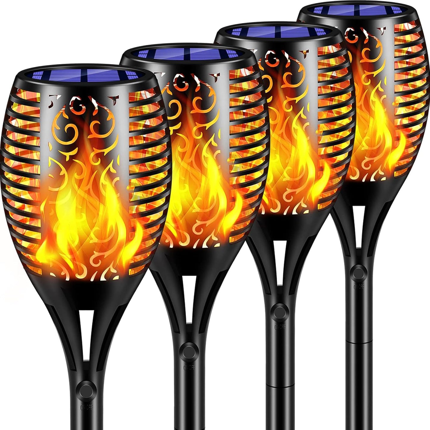 TomCare Solar Lights Outdoor 99 LED Higher & Larger Flickering Flame S