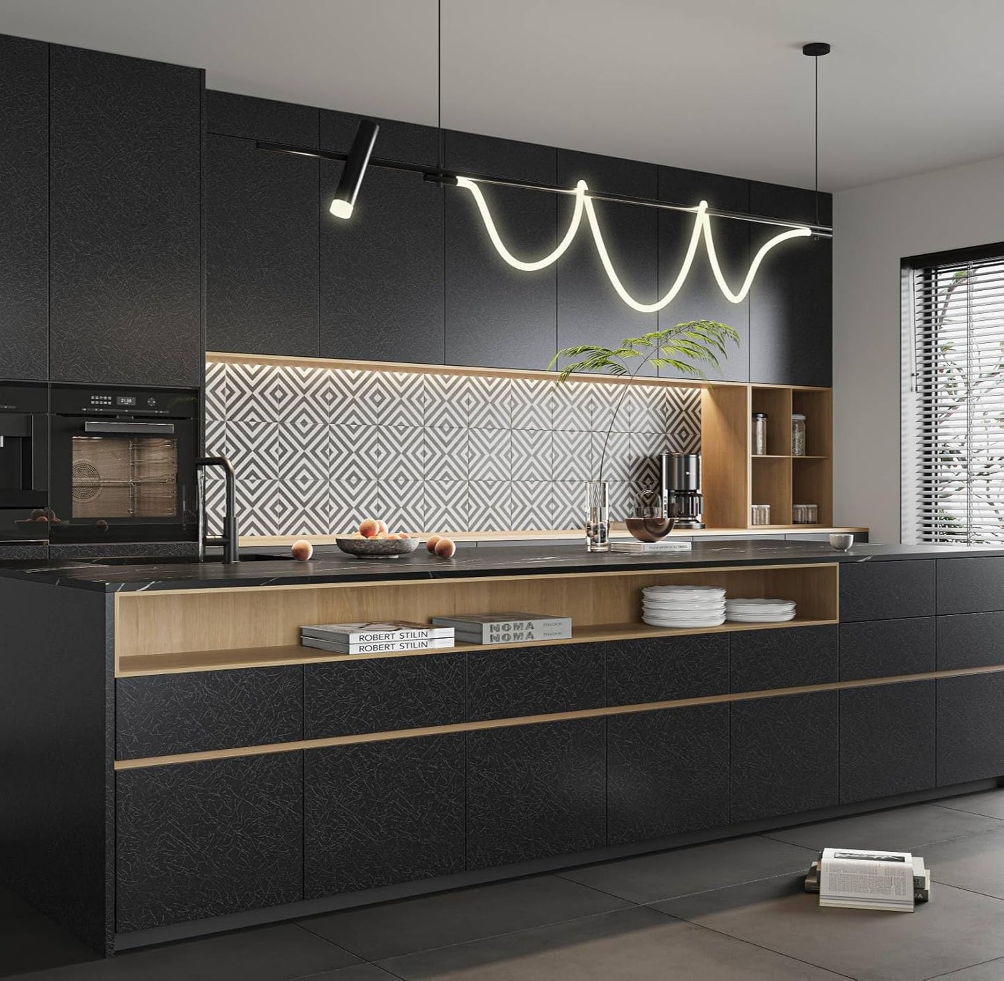 15.7" X 118" Black Silk Wallpaper Embossed Self Adhesive Peel and Stick Wallpaper Contact Paper Removable Waterproof Kitchen Vinyl Wrap Cabinet Furniture Textured Renter Friendly Wall Gift Paper