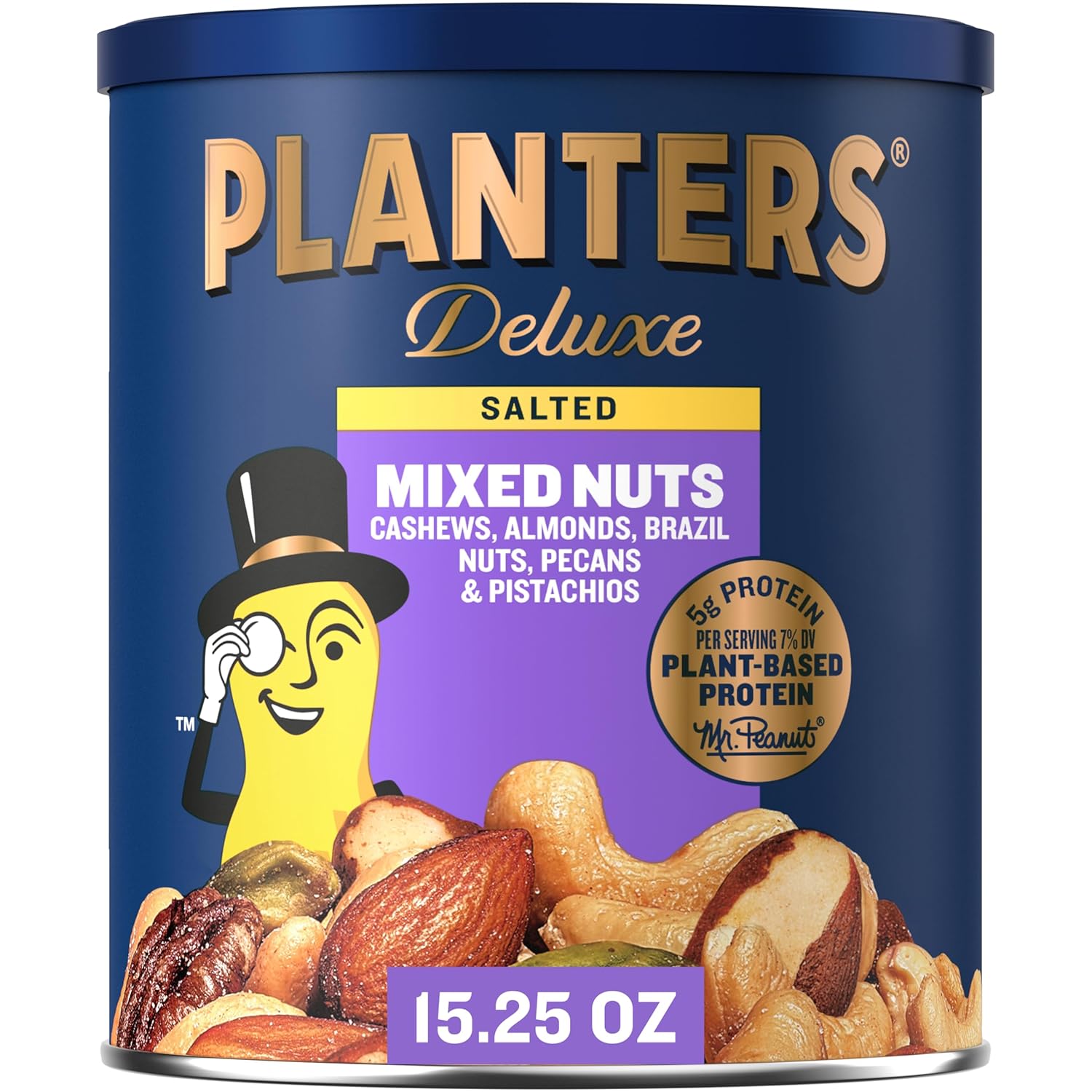 PLANTERS Deluxe Mixed Nuts - Roasted Cashews, Almonds, Brazil Nuts, Pi