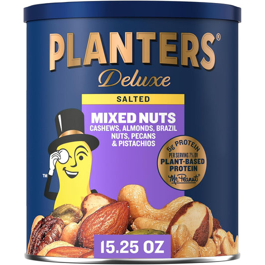 PLANTERS Deluxe Mixed Nuts - Roasted Cashews, Almonds, Brazil Nuts, Pi