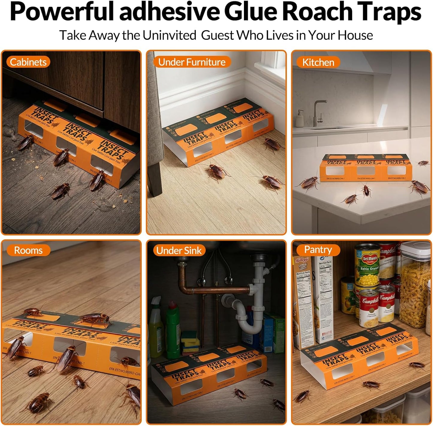40 Pack Roach Traps, Cockroach Traps Indoor,Glue Roach Traps,Indoor Ro