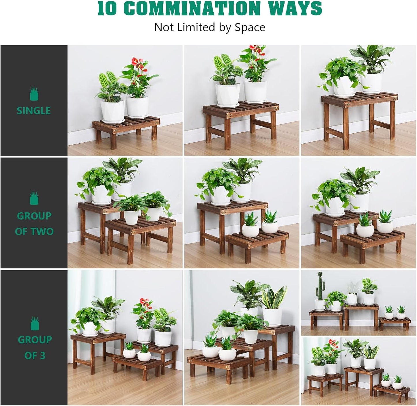 3 Tiered Small Plant Stands Shelf Indoor Outdoor,Wood Flower Pot Stand