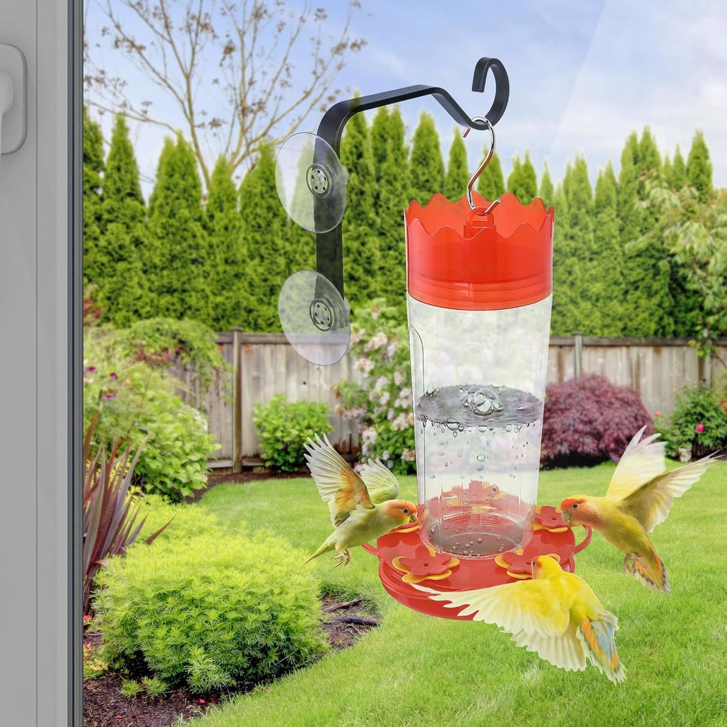 2 Pcs Heavy-Duty Window Suction Cup with Hanger, Window Mounted Wildlife, Hummingbird, Bird Feeders, Decorative Birdhouses, Wind Chimes & Plants, Strong Load-Bearing Hanging Hook