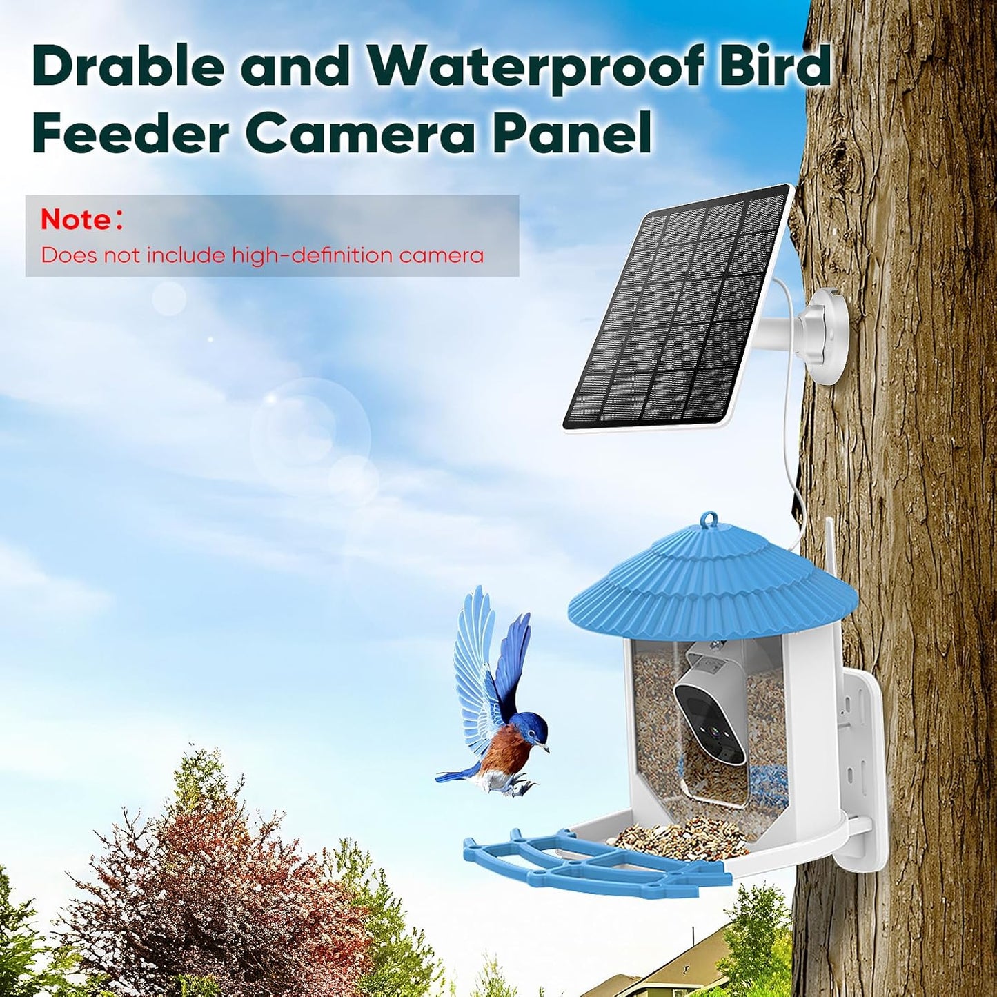 Solar Panel for Bird Feeder, Continuously 3W Power Supply for Your Bir