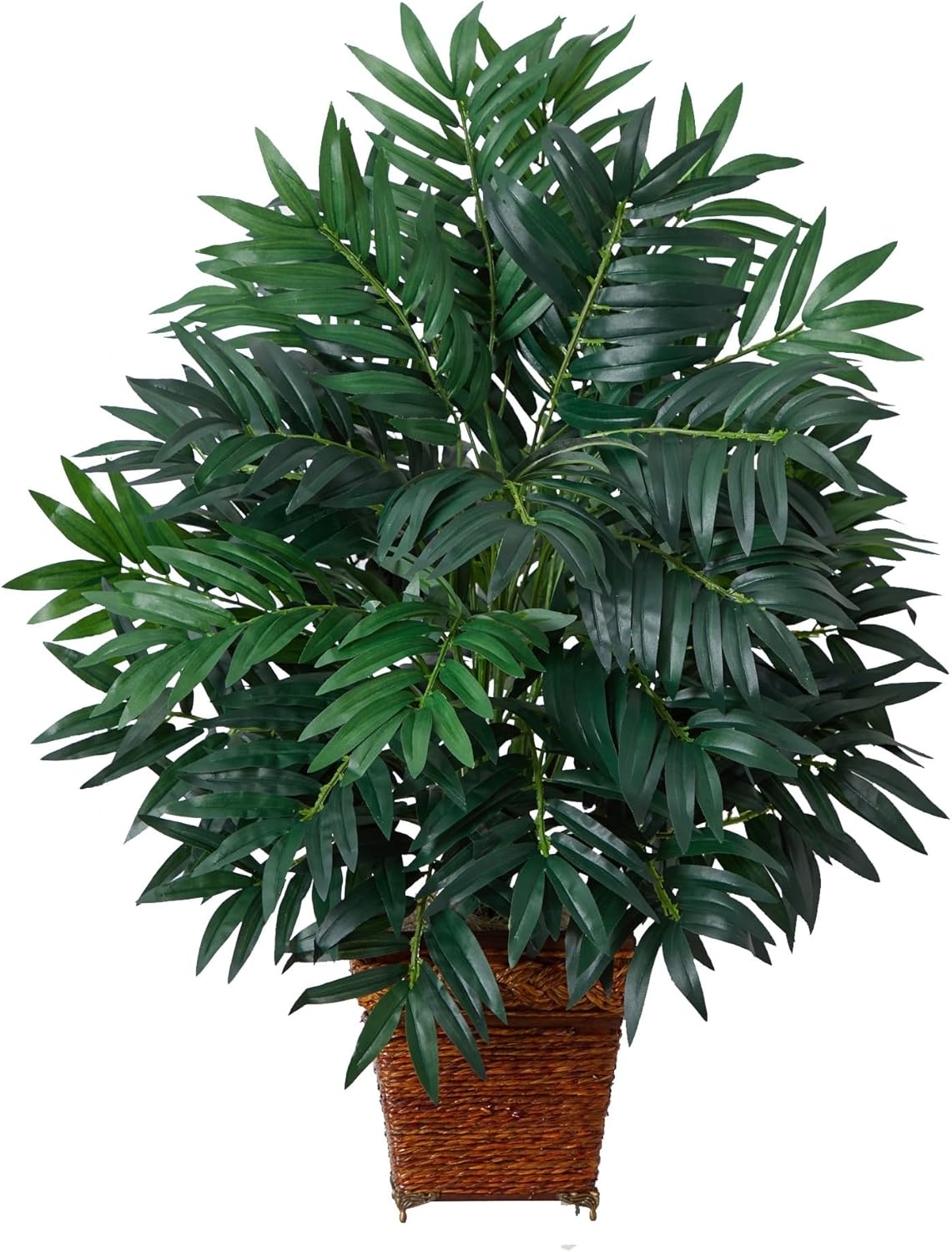 Nearly Natural Bamboo Palm with Wicker Basket Silk Plant