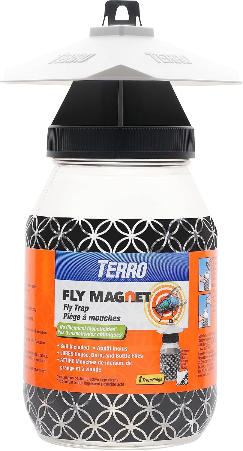 TERRO T380 Outdoor Reusable Fly Magnet Fly Trap - Poison Free Trap wit