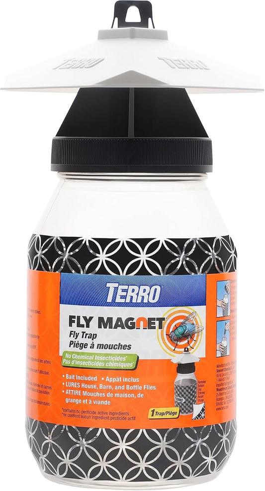 TERRO T380 Outdoor Reusable Fly Magnet Fly Trap - Poison Free Trap wit