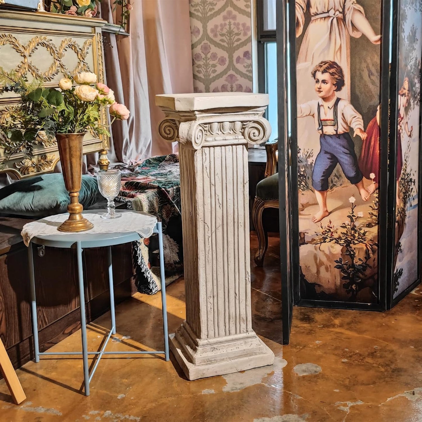 38'' Tall Roman Column with Base Roman Pillar Greek Column Magnesium Oxide Large Size Statue Sculpture Pedestal Stand Holder for Indoor Outdoor Wedding Birthday Party Decor