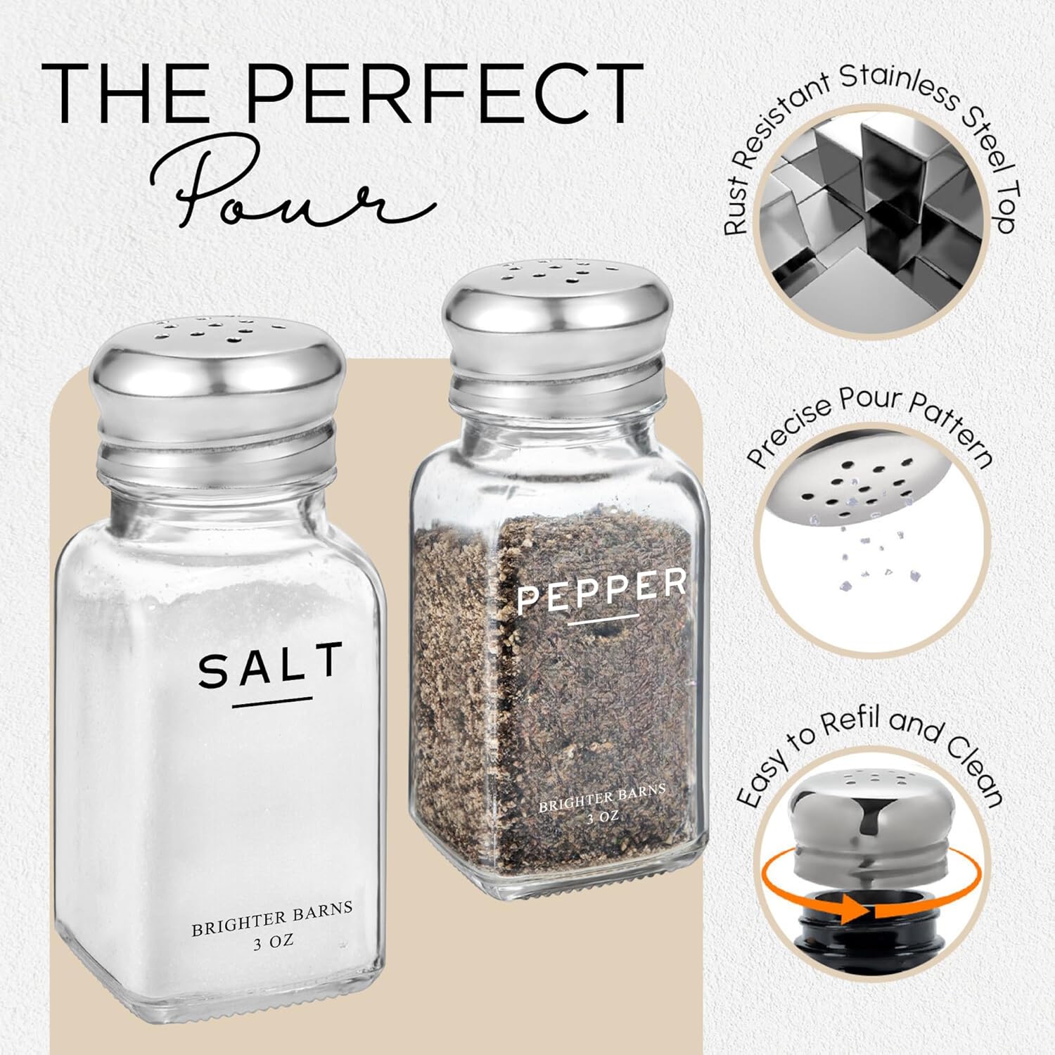 Glass Salt and Pepper Shakers Set by Brighter Barns - Modern Kitchen D