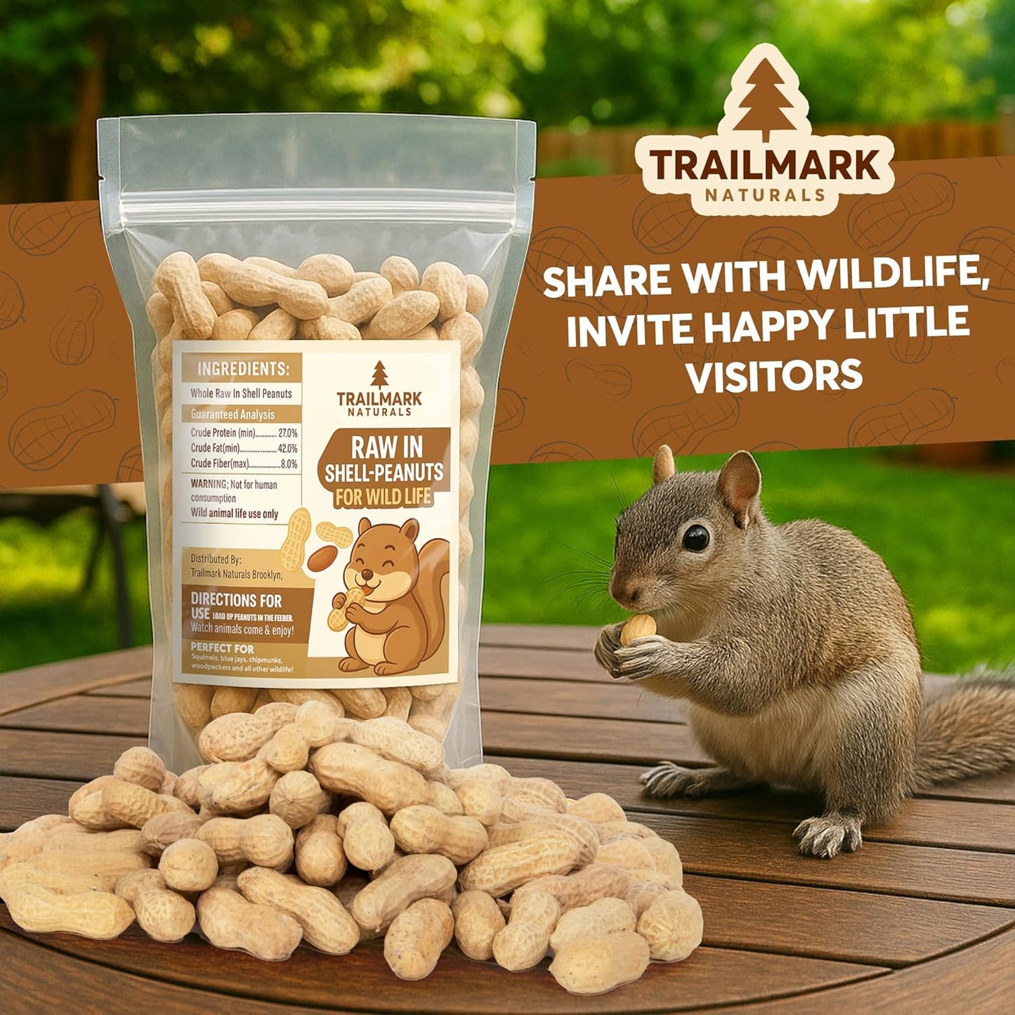 5 LB - Raw Peanuts For Squirrels, Raw In Shell Peanuts For Birds and Wildlife- Squirrel Food, Wild Bird Seed - Grown in The USA