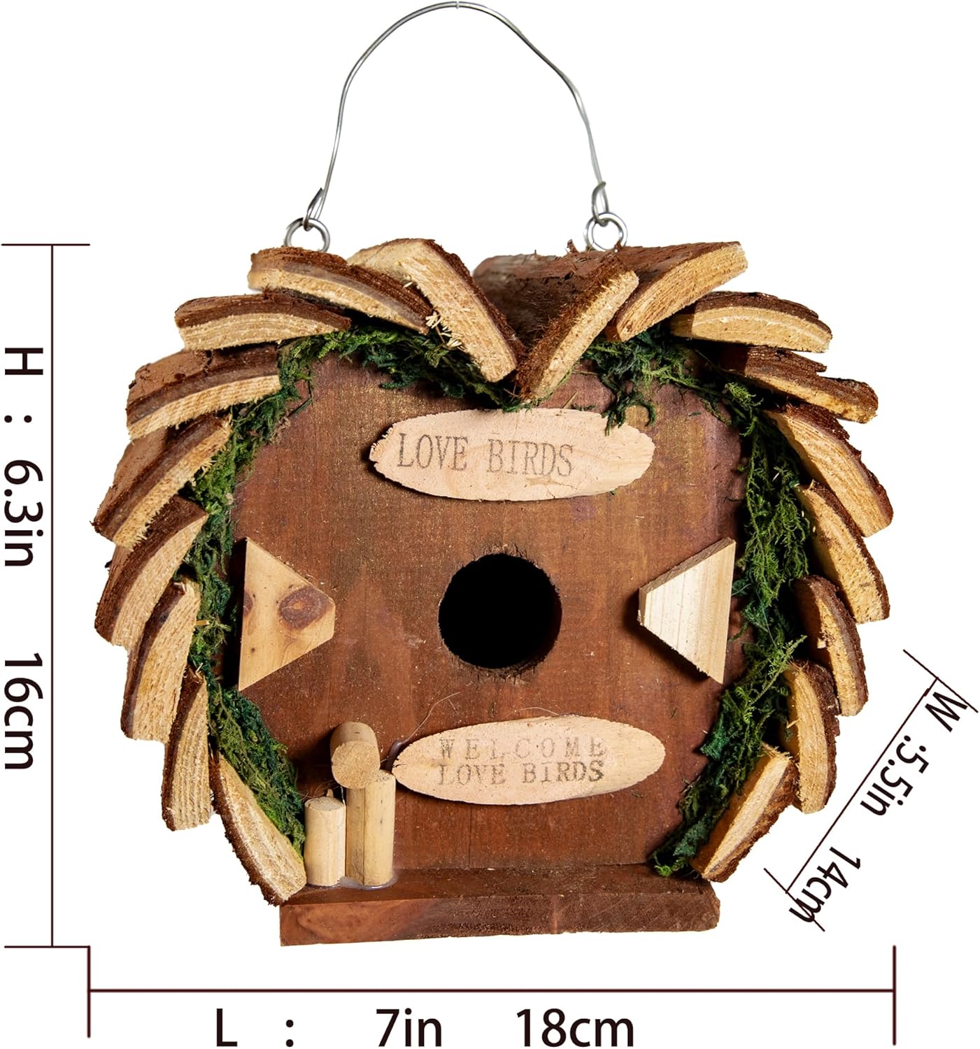 Cartanfill-Handmade Wooden Outdoor Birdhouse for Cardinals, Hanging Garden Birdhouse for Viewing, 7-Inch, Wild Bird Feeder, Ranch Patio Yard Tree Hanging (A)