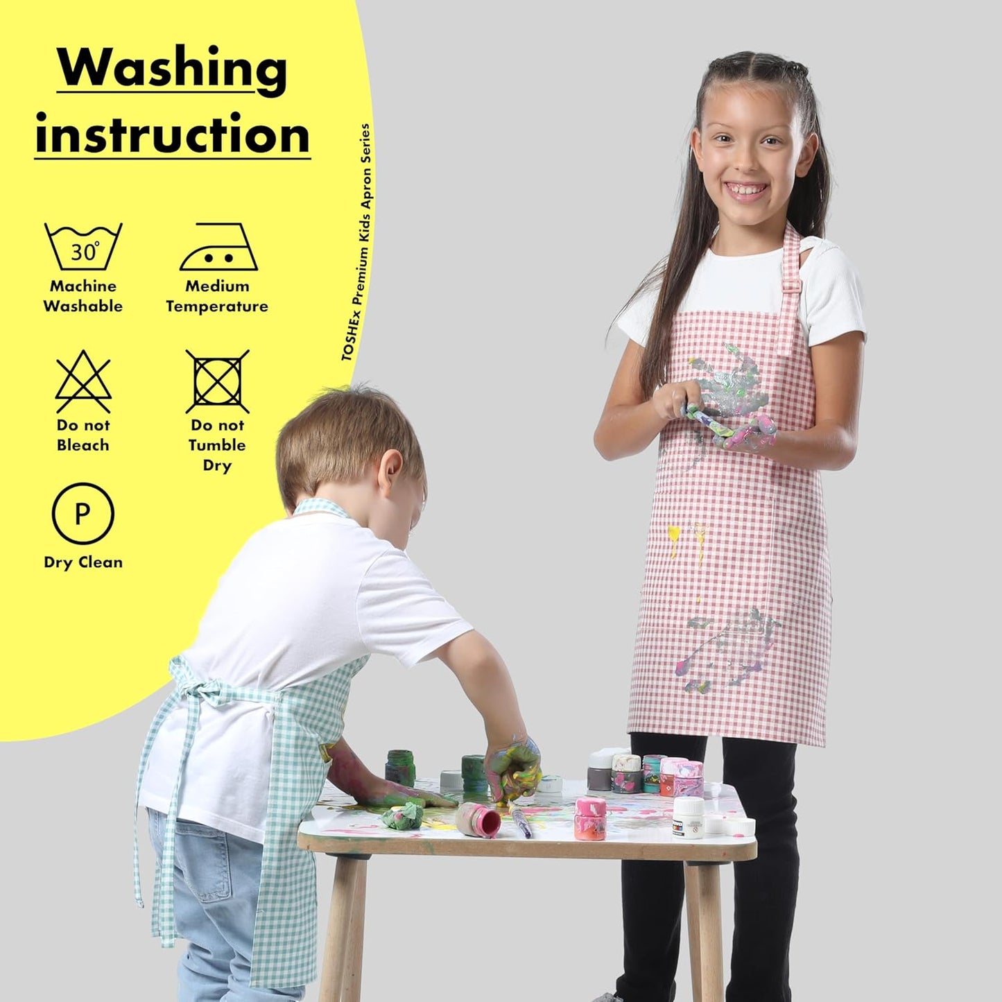 Kids Aprons for Cooking Waterdrop Resistant Aprons for Girl & Boy Todd