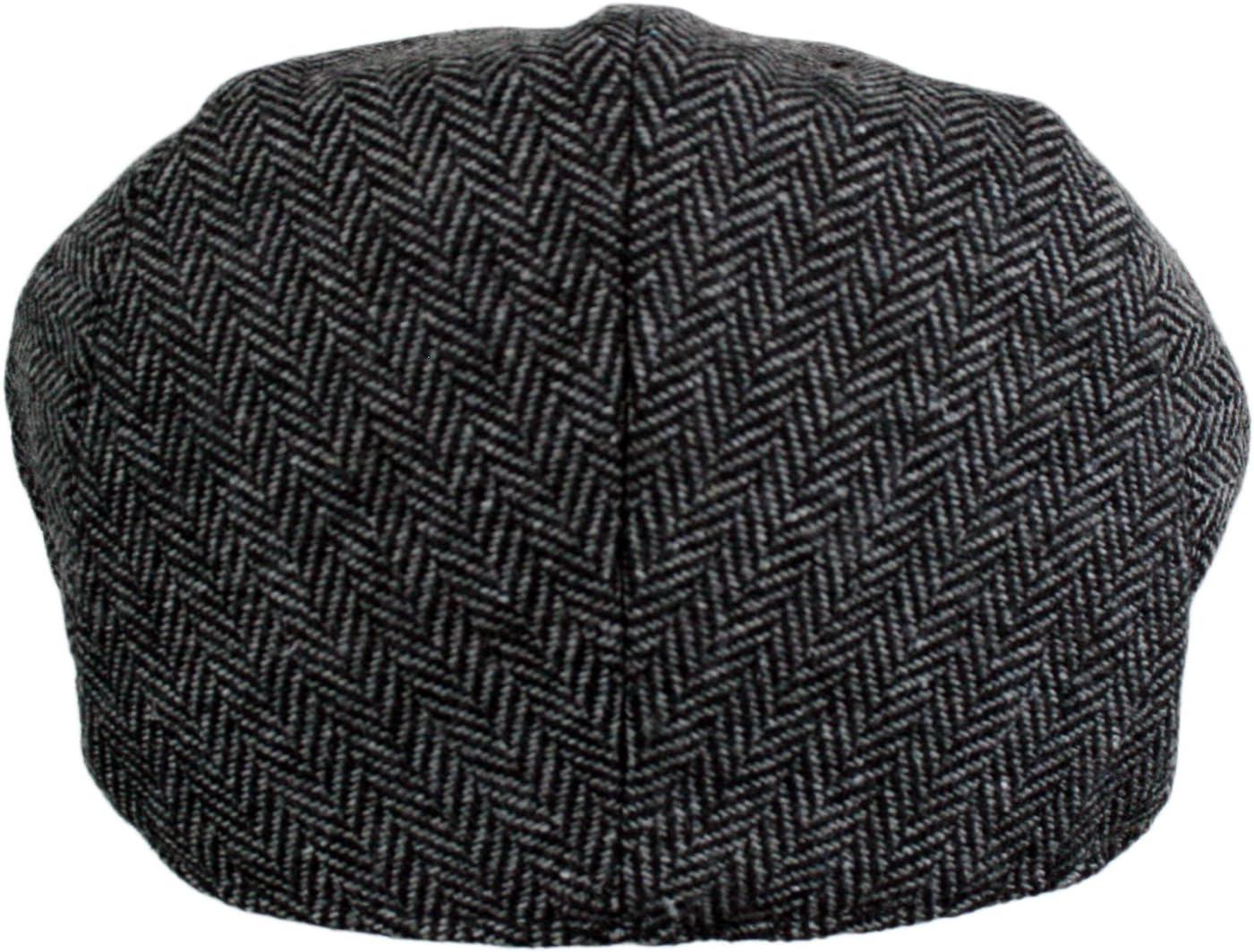 Wonderful Fashion Men's Classic Herringbone Tweed Wool Blend Newsboy I