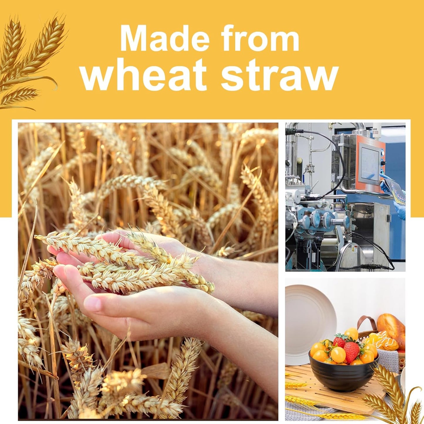 Rubtlamp Wheat Straw Dinnerware Sets, 16PCS Plastic Dinnerware Set for