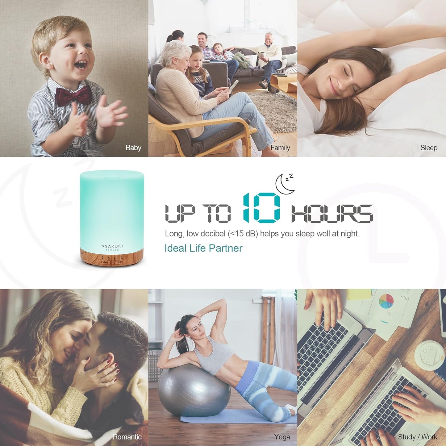 ASAKUKI Essential Oil Diffuser for Home, 300 ml Humidifier with Automa