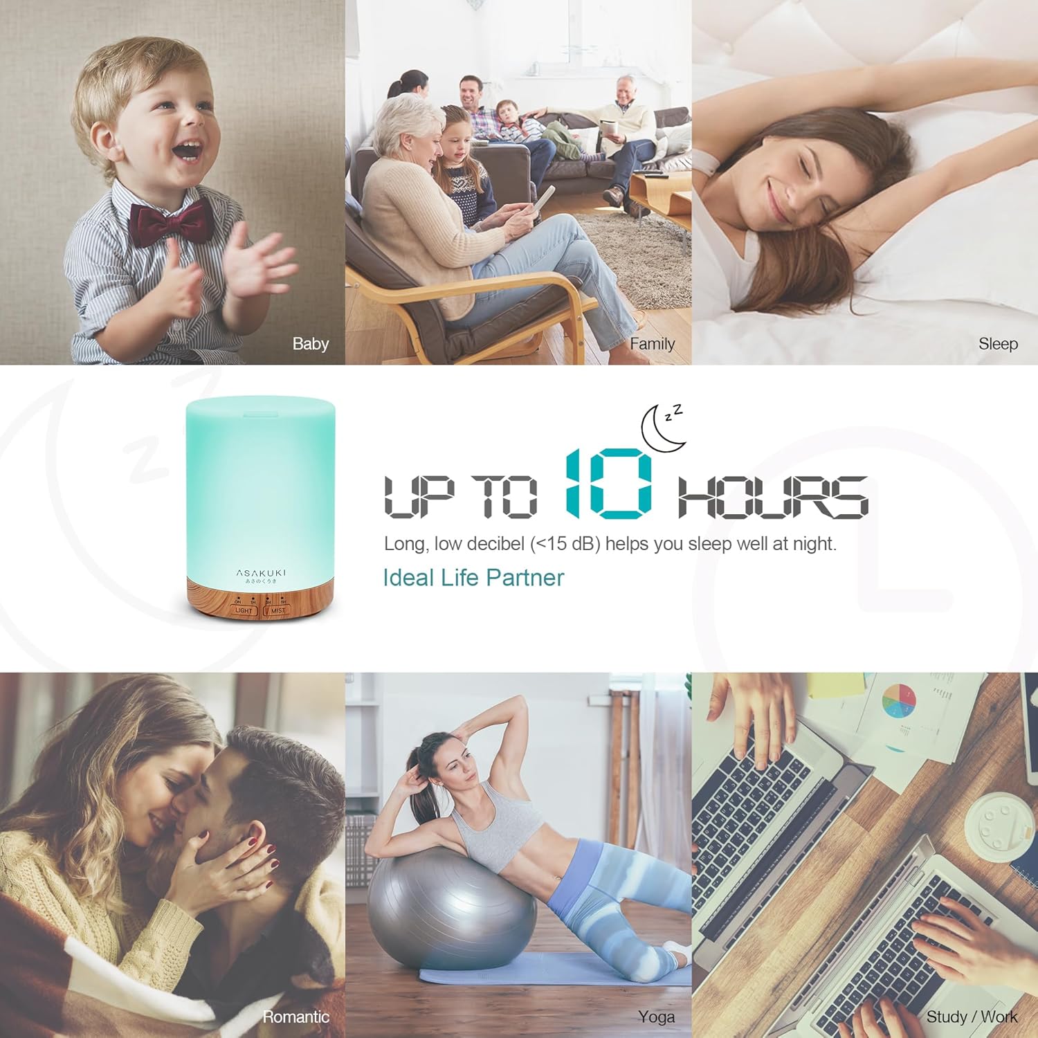 ASAKUKI Essential Oil Diffuser for Home, 300 ml Humidifier with Automa