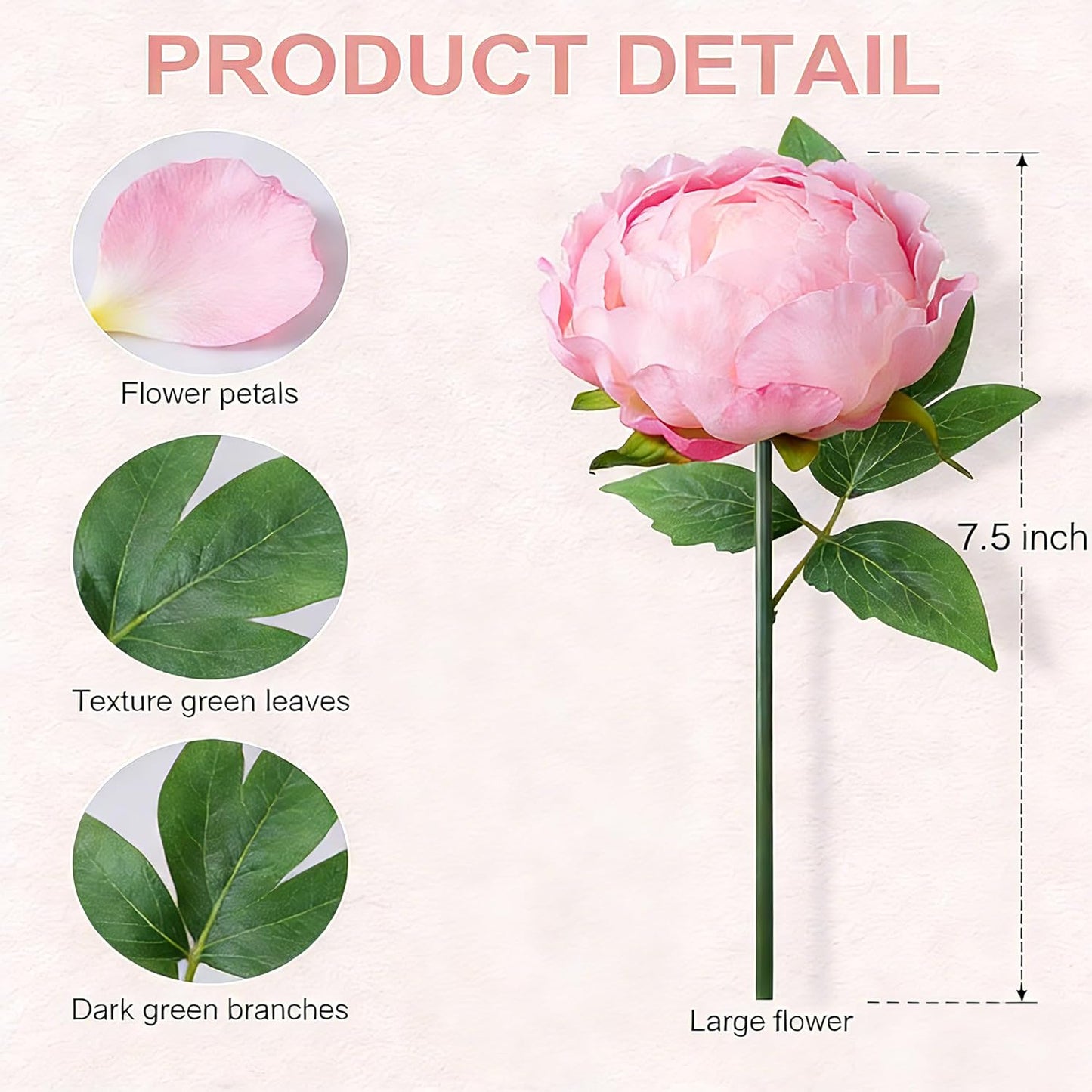 Peonies Artificial Flowers with Wood Pot, 12Pcs Pink Silk Flower Home Decor, Centerpieces for Tables, Floral Bulk with Planter, Lifelike Peony for Windows Office Dinning Room Bookshelves