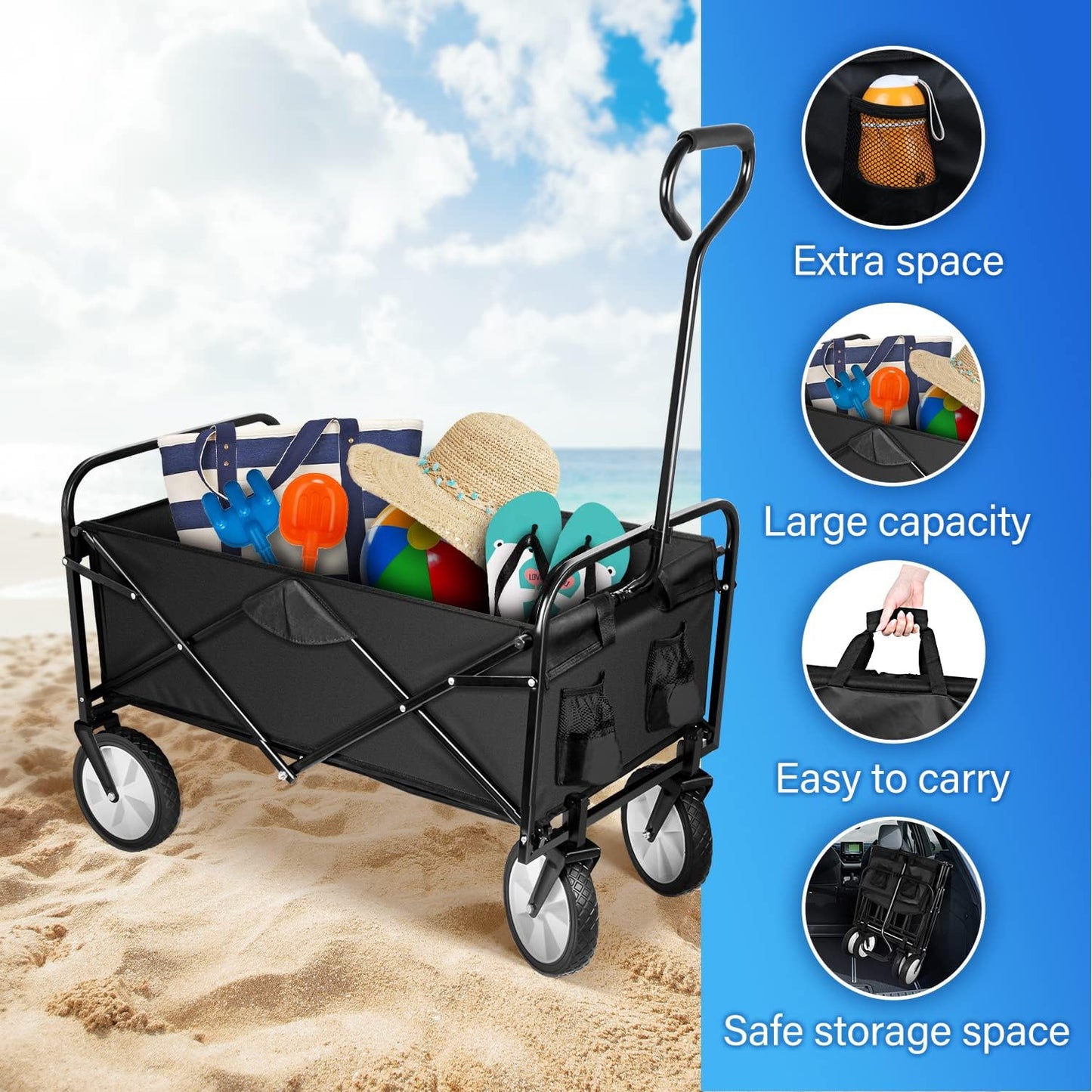 YSSOA Rolling Folding & Rolling Collapsible Garden Cart, Outdoor Campi