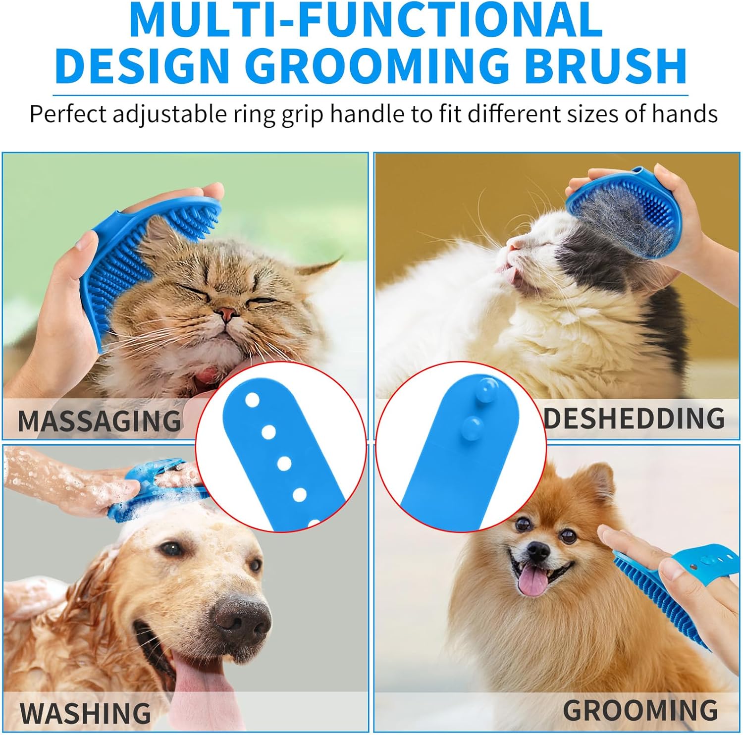 Comotech 6PCS Dog Bath Brush & Dog Toothbrush | Adjustable Handle Sham