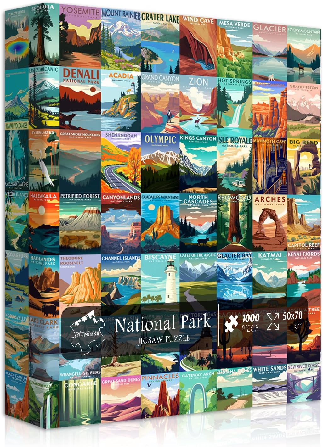 National Parks Puzzle for Adults 1000 Pieces, Travel Poster Landscape 