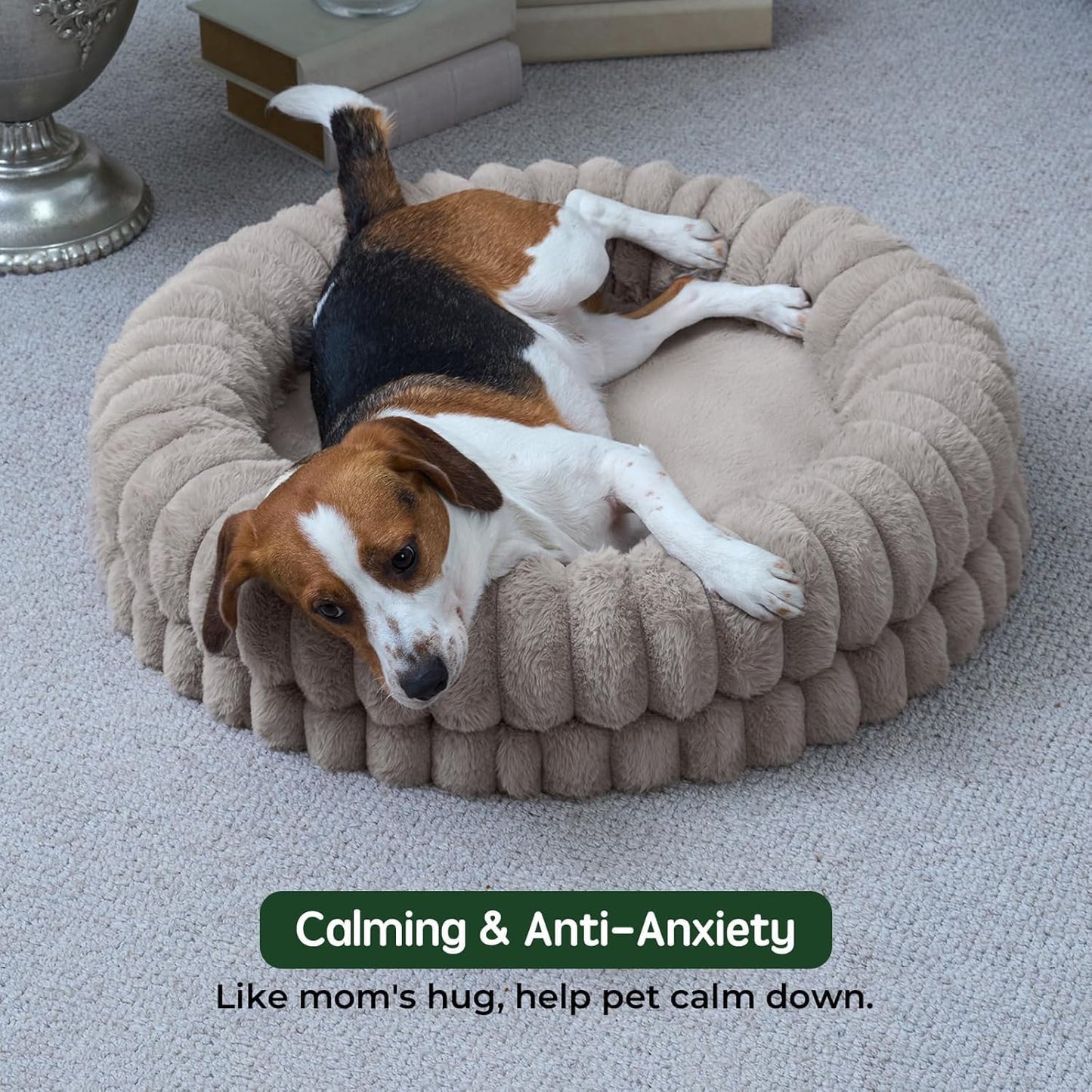 BALANCE Luxury Donut Dog Bed, 30 Inches Round Dog Bed Medium Size Dogs