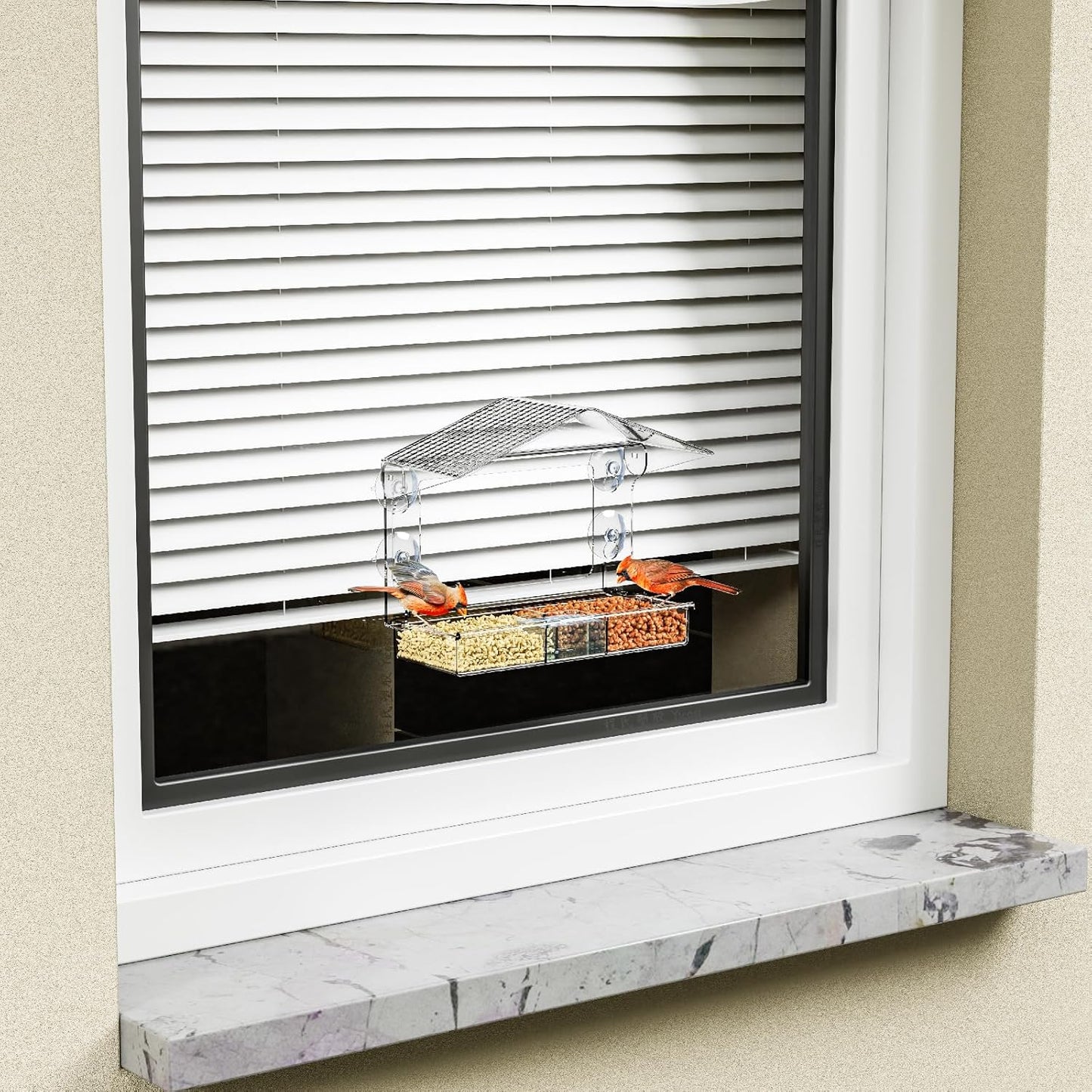 Yieach Acrylic Window Bird Feeders with Strong Suction Cups for Cats,Kid and Birds Lovers Gifts,Clear Bird Feeder for Window Viewing,Large Window Mount Birdfeeder,Birds House for Outdoors,Balcony