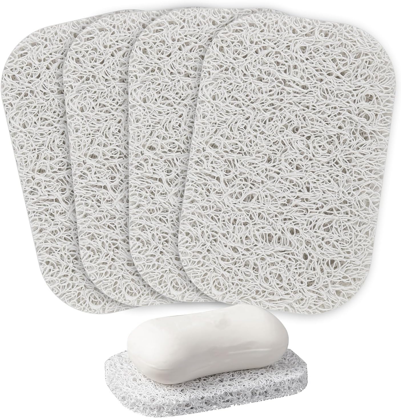 4PCS White Soap Holder PadBPA-Free Savers Pads for Soap Dish,Easy to Clean Soap Lifting Pads Suitable for Shower Kitchen Bathroom Bathroom Travel Hotel Cleaning Products