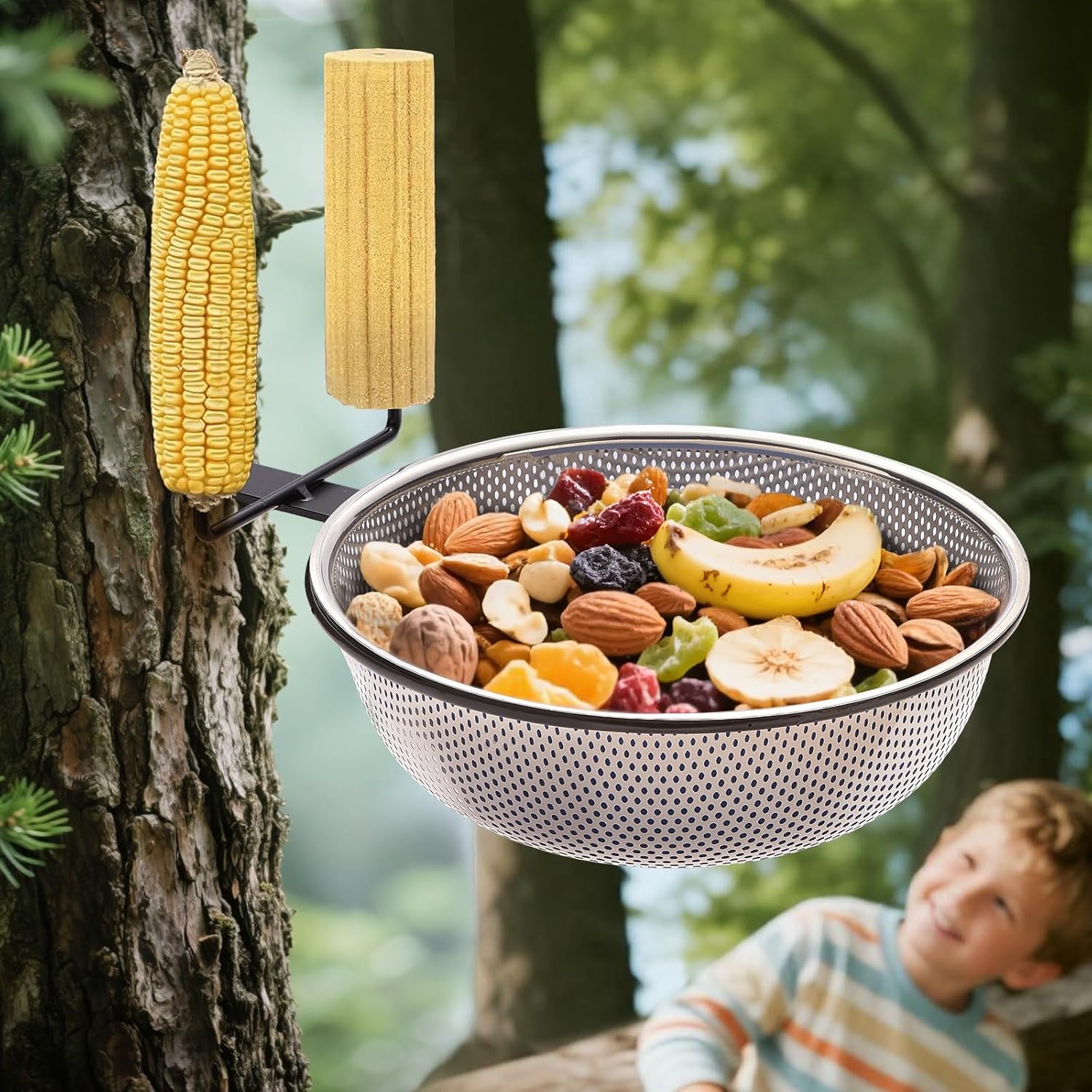 Squirrel Feeder Bowl (2L) Trees or Fences Mounted, Removable Squirrel 