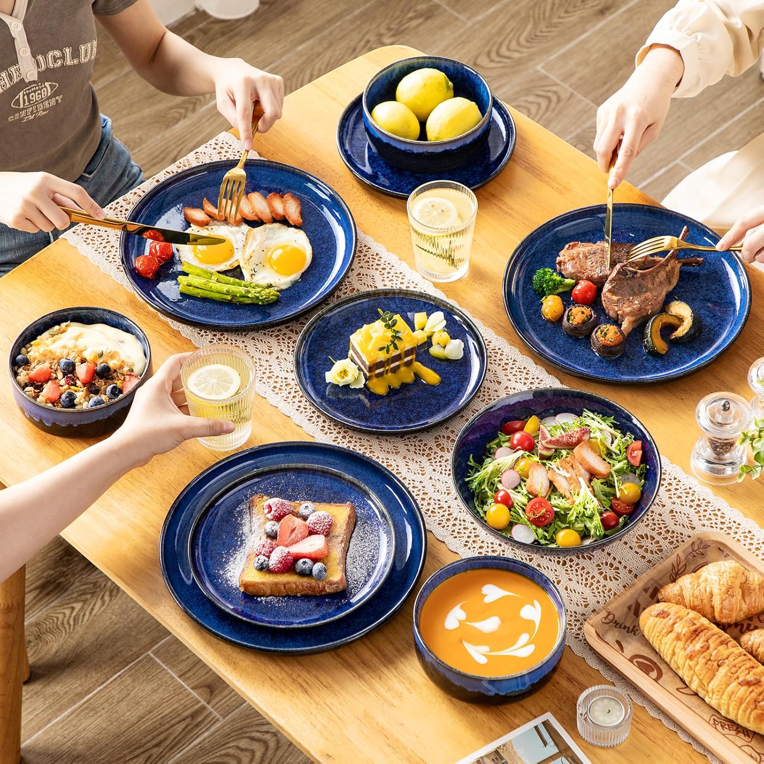 vancasso Starry Plates and Bowls Sets for 6, 24 Pieces Dinnerware Sets