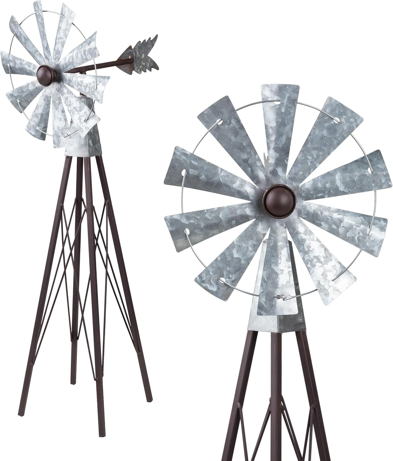 Alpine Corporation 24" Tall Outdoor Metal Wind Spinners, Kinetic Rusti