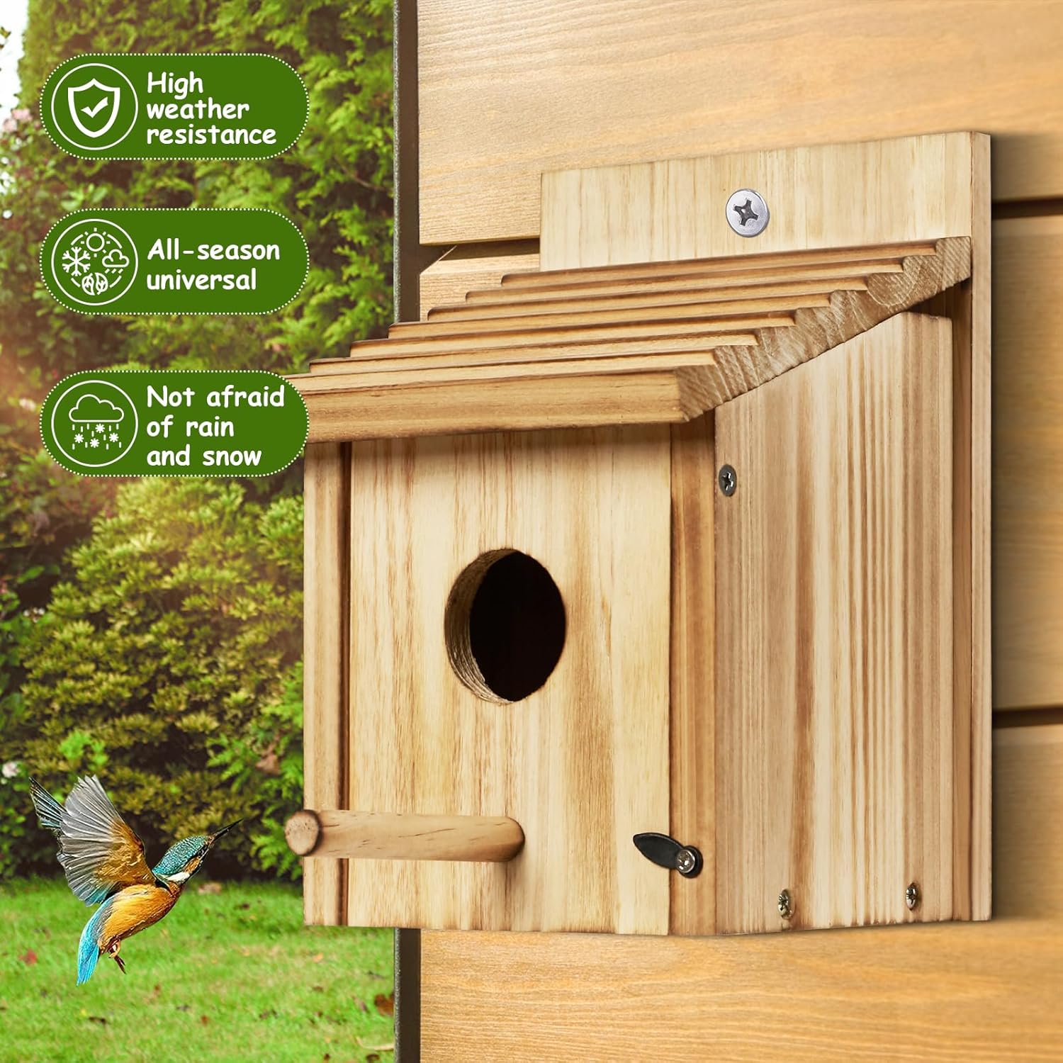 Outdoor Wooden Bird House, Birdhouse DIY Assembly Kit, Durable Bluebir