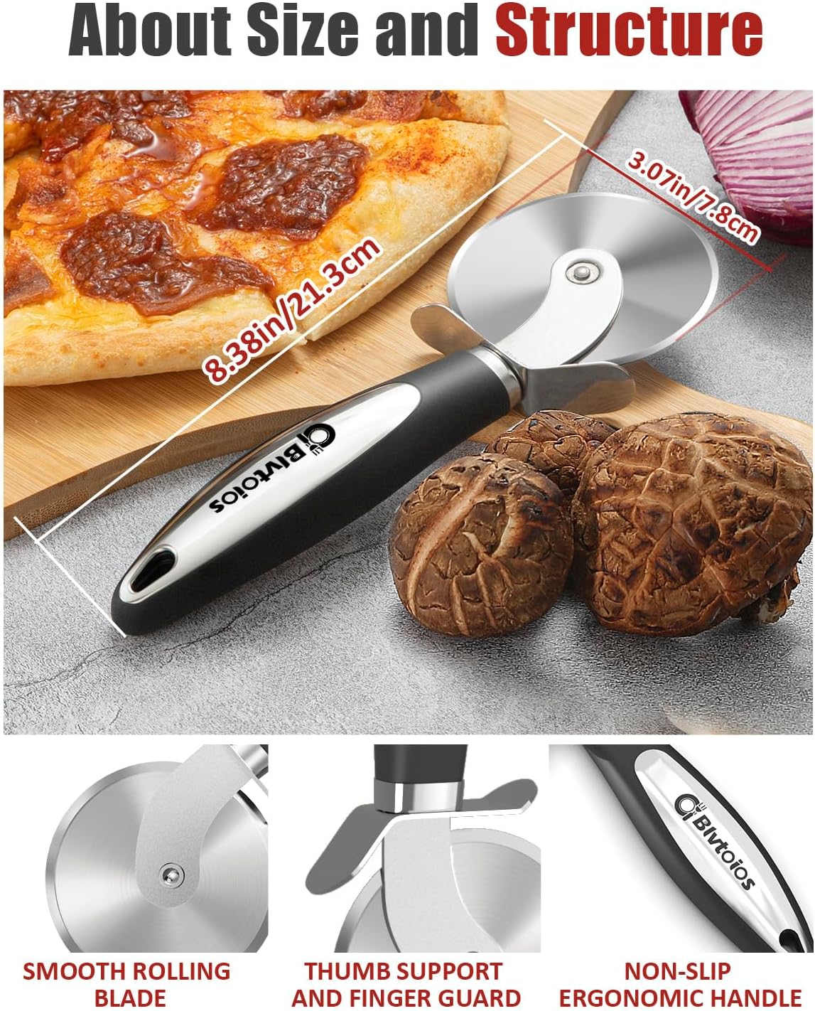 Premium Pizza Cutter, Multi-Purpose Stainless Steel Pizza Cutter Wheel